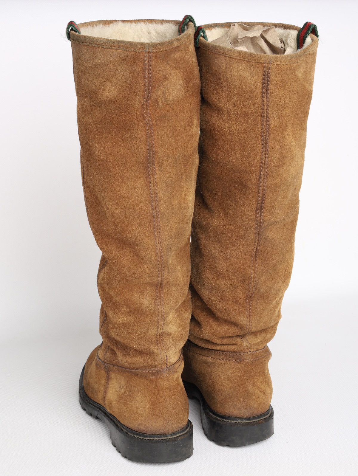 Gucci Gucci Suede Shearling Web Boots Brown Saint Moritz High Shoe Size US 8.5 / IT 38.5 - 19 Thumbnail