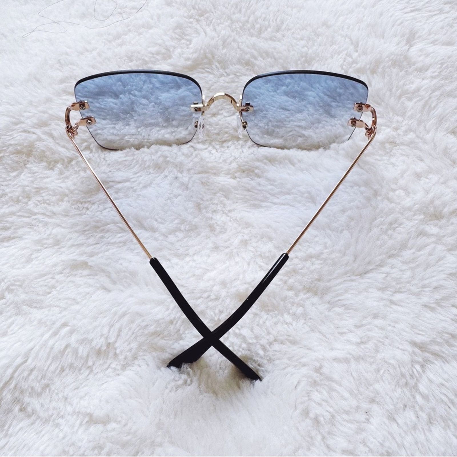 Other Laurel Clear Blue Rimless Sleek Sunglasses Size ONE SIZE - 9 Thumbnail