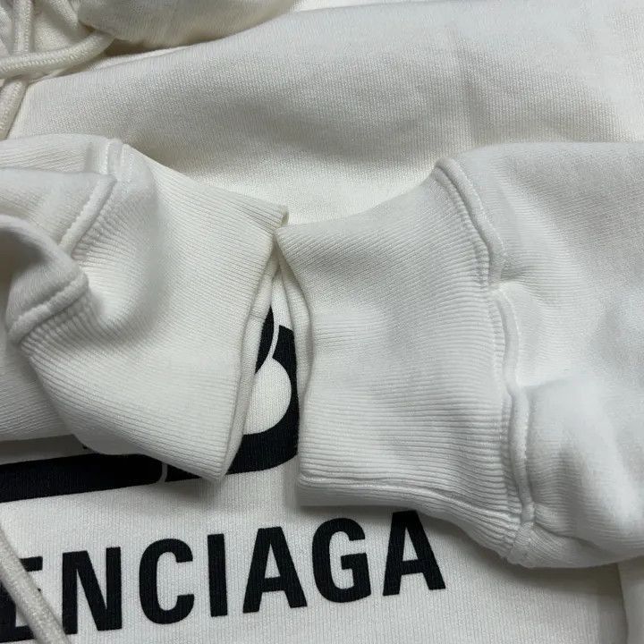 Balenciaga Balenciaga White BB Logo Hooded Sweatshirt 0079-2507 Size M / US 6-8 / IT 42-44 - 6 Thumbnail