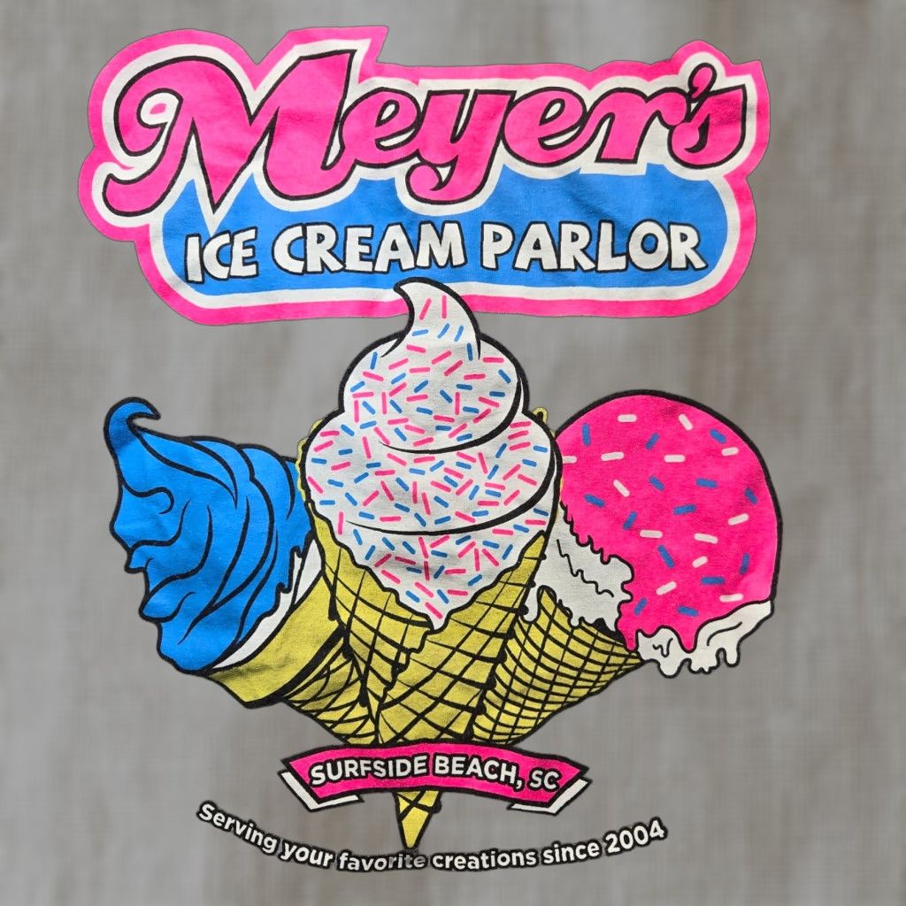 Vintage Meyer’s Ice Cream Parlor T-Shirt Surfside Beach SC Gray Adult M Aloha Beach Shirt Mens Graphic Tee Short Sleeve Crew Neck 100% Cotton Tie-dye Size US M / EU 48-50 / 2 - 1 Thumbnail