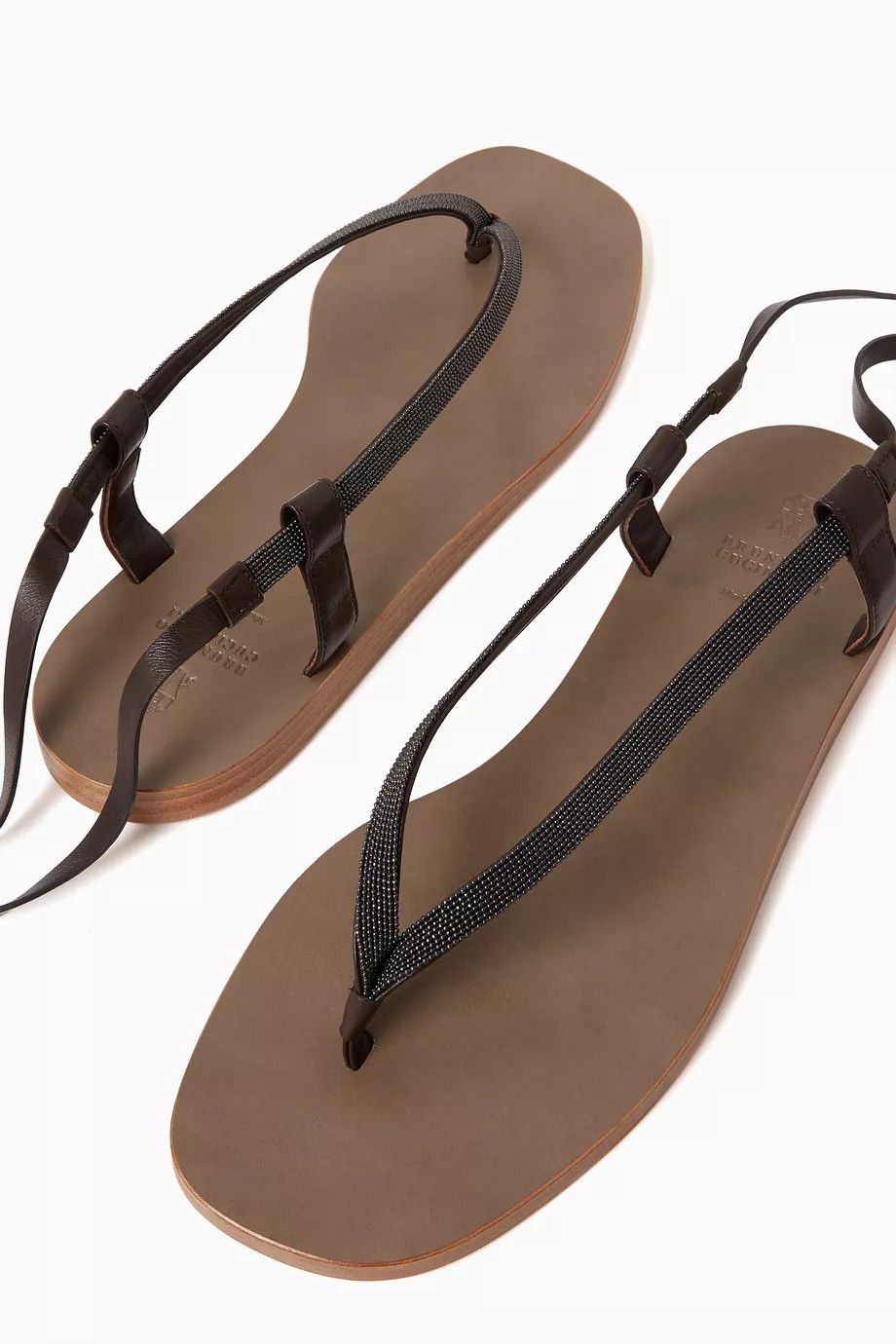 Brunello Cucinelli o1y0725 Leather Sandals in Dark Brown Size US 7.5 / IT 37.5 - 3 Thumbnail
