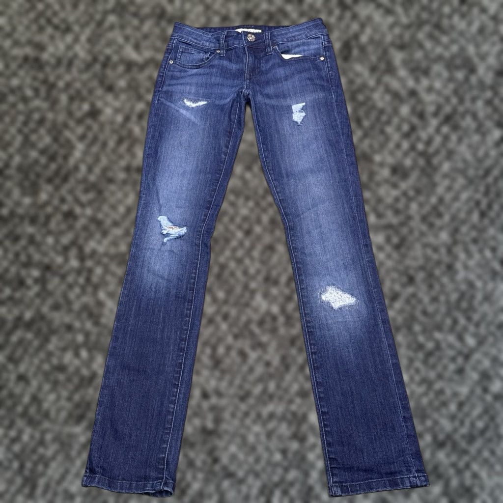 Guess Guess Jeans Womens 26 Low Rise Stretch Distressed Patch Fit Skinny Denim Blue 5-Pocket City Modern Regular Size 26" / US 2 / IT 38 - 1 Thumbnail