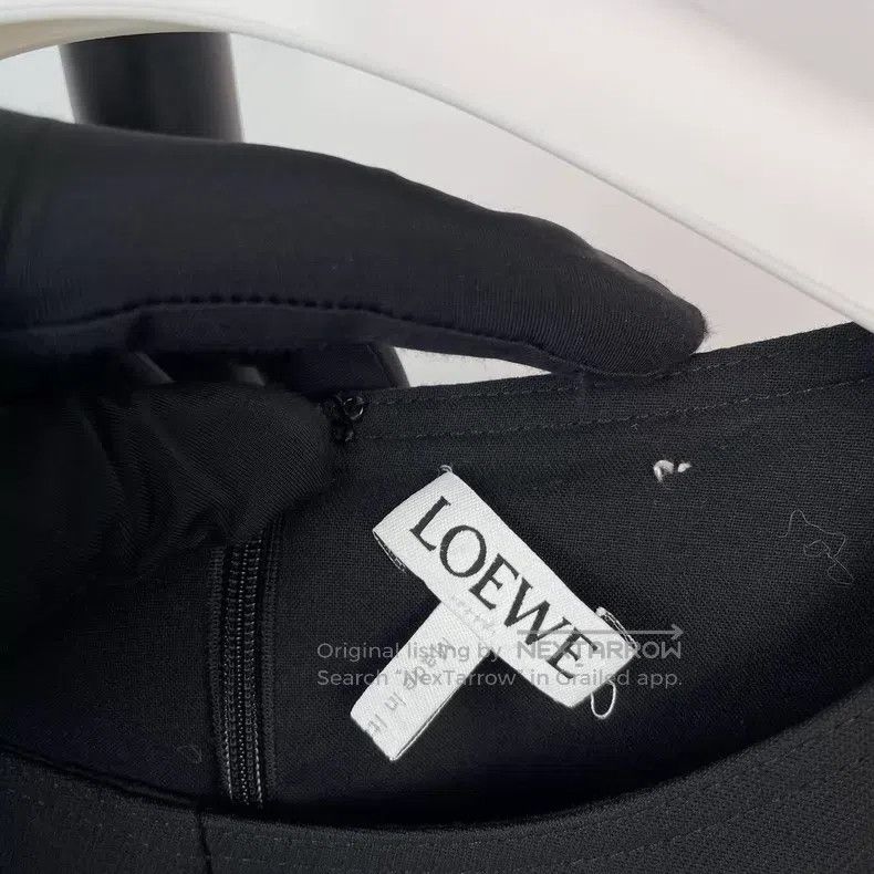 Loewe Loewe Black Round Neck Fringe Mixed Fiber Dress Size S / US 4 / IT 40 - 4 Thumbnail