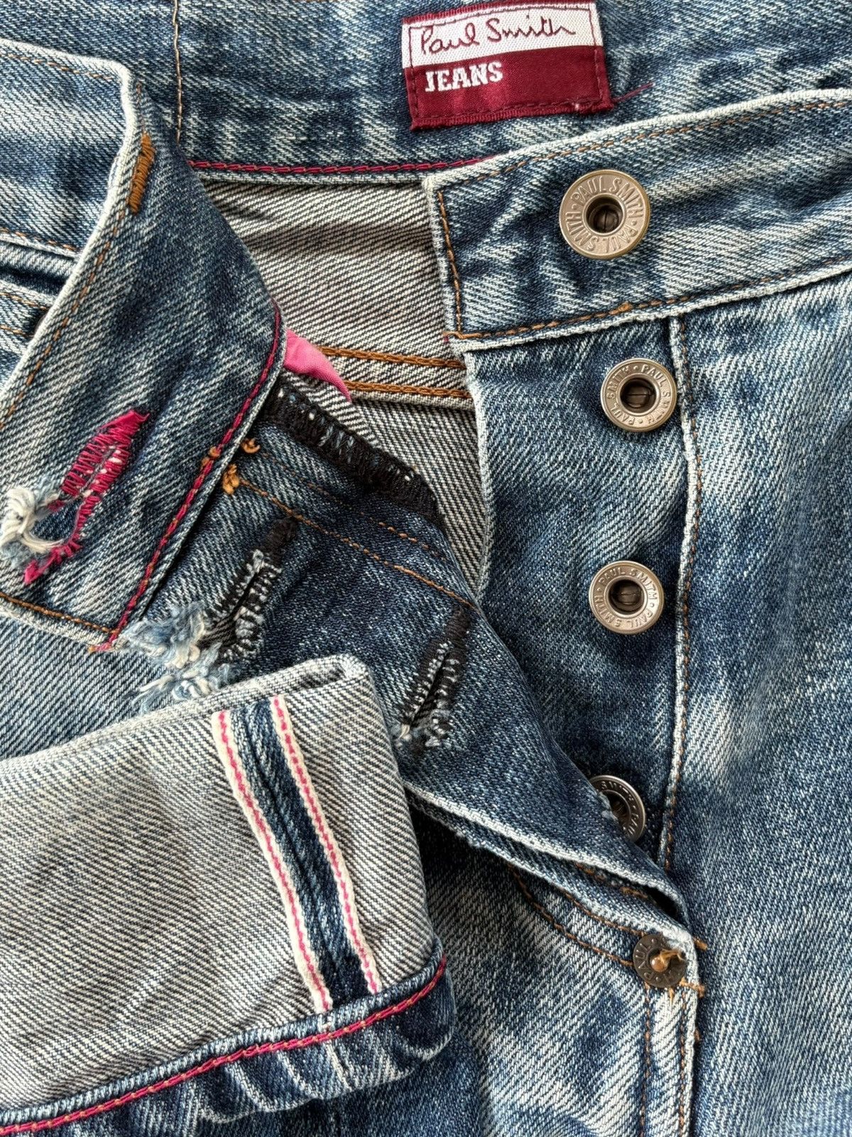 Paul Smith Vintage Paul Smith Faded Wash Loose Selvedge Jeans Size 29" - 5 Thumbnail