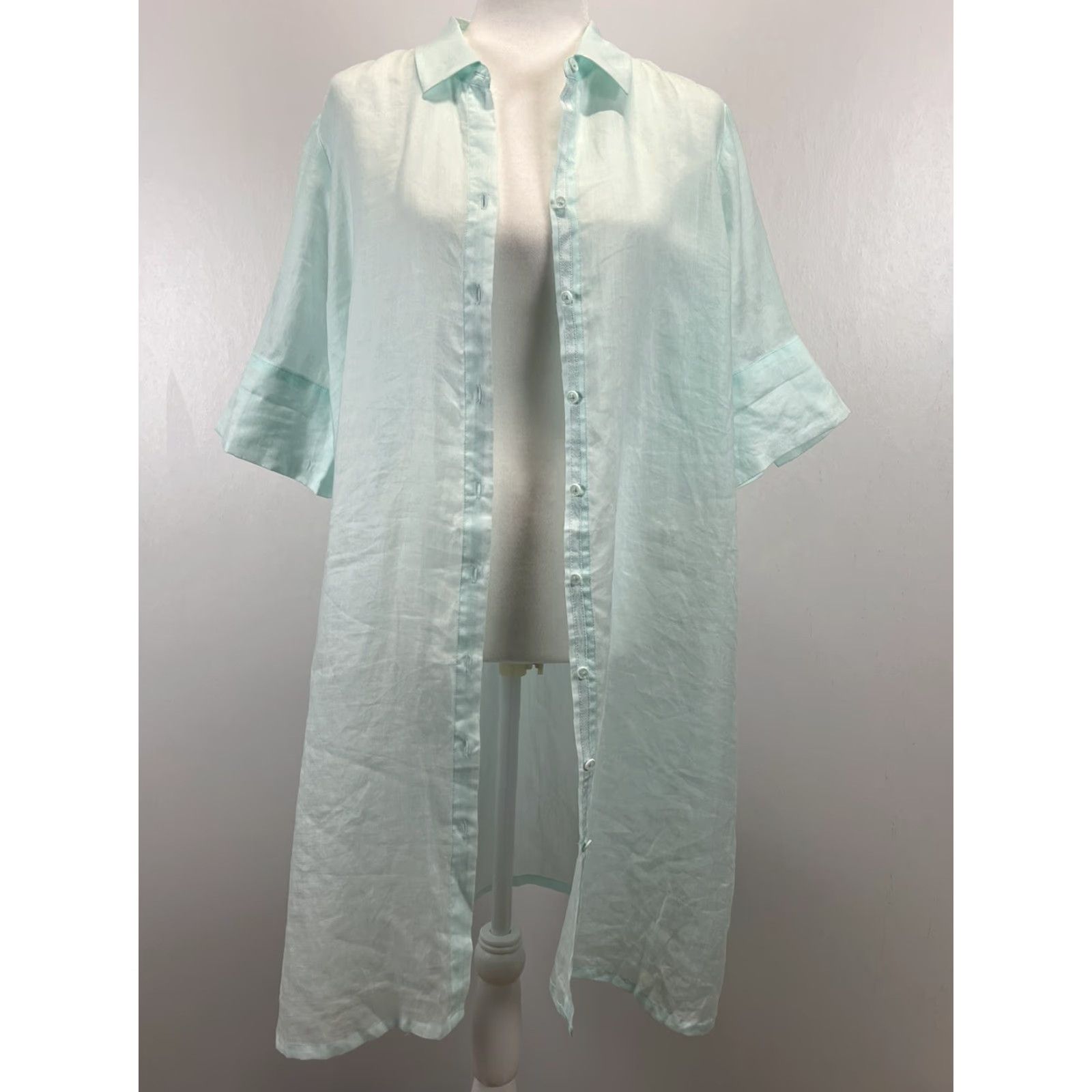 Vintage NEW! Chico's Sheer Aqua Grosgrain Trim Tunic Shirt Dress Size L Beach Womens Size L / US 10 / IT 46 - 3 Thumbnail