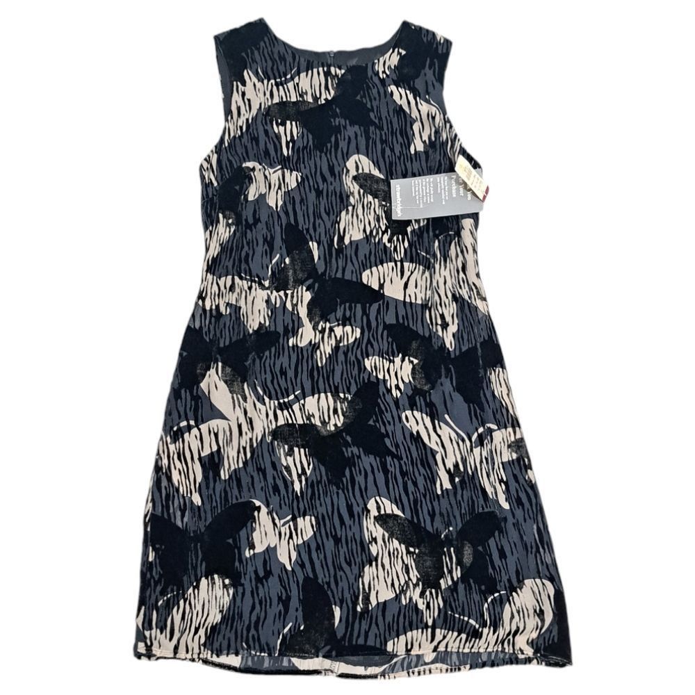 Other Vintage Tessuto Velvet Butterfly Print Silk Blend A Line Dre Size M / US 6-8 / IT 42-44 - 4 Thumbnail