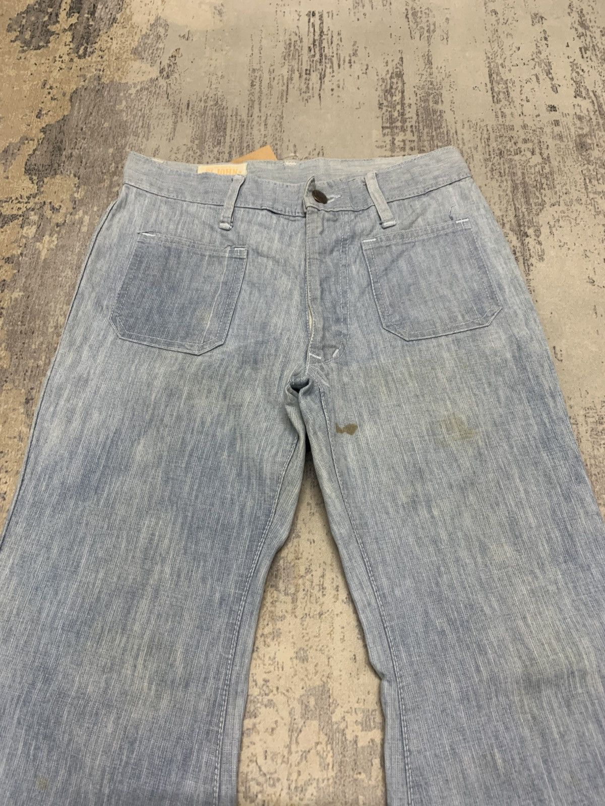 Japanese Brand Vintage 80s ELJOHN Flare Insane Hippie Denim Jeans W27 Size US 27 - 2 Thumbnail