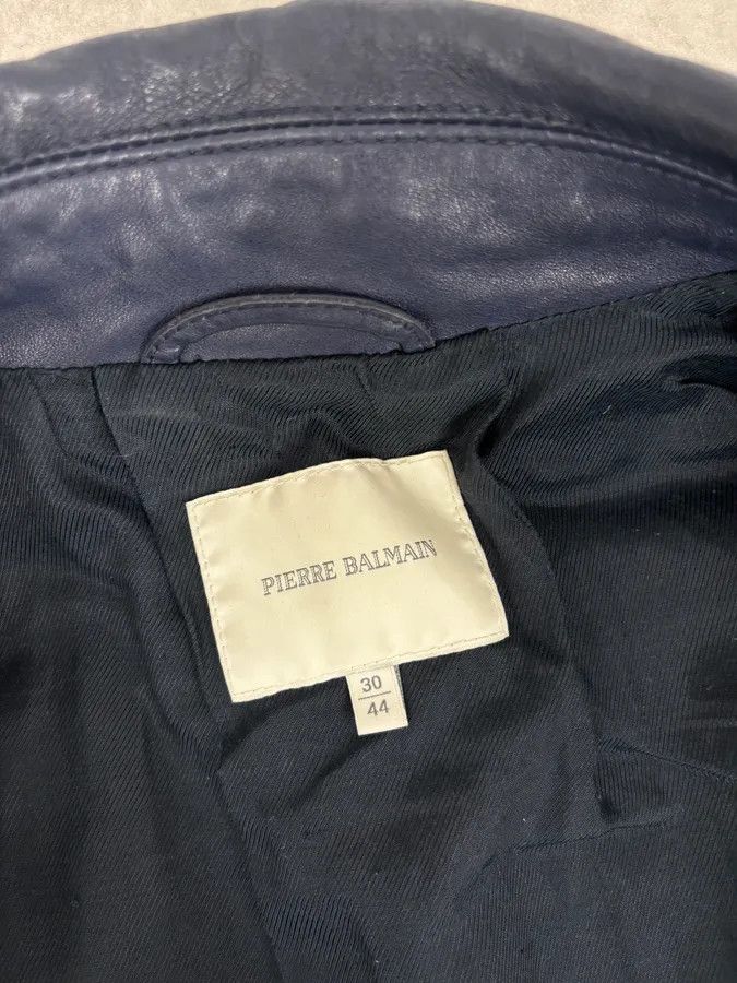 Pierre Balmain 2010s Pierre Balmain Perfecto Biker Blue Leather Jacket Size S / US 4 / IT 40 - 10 Thumbnail