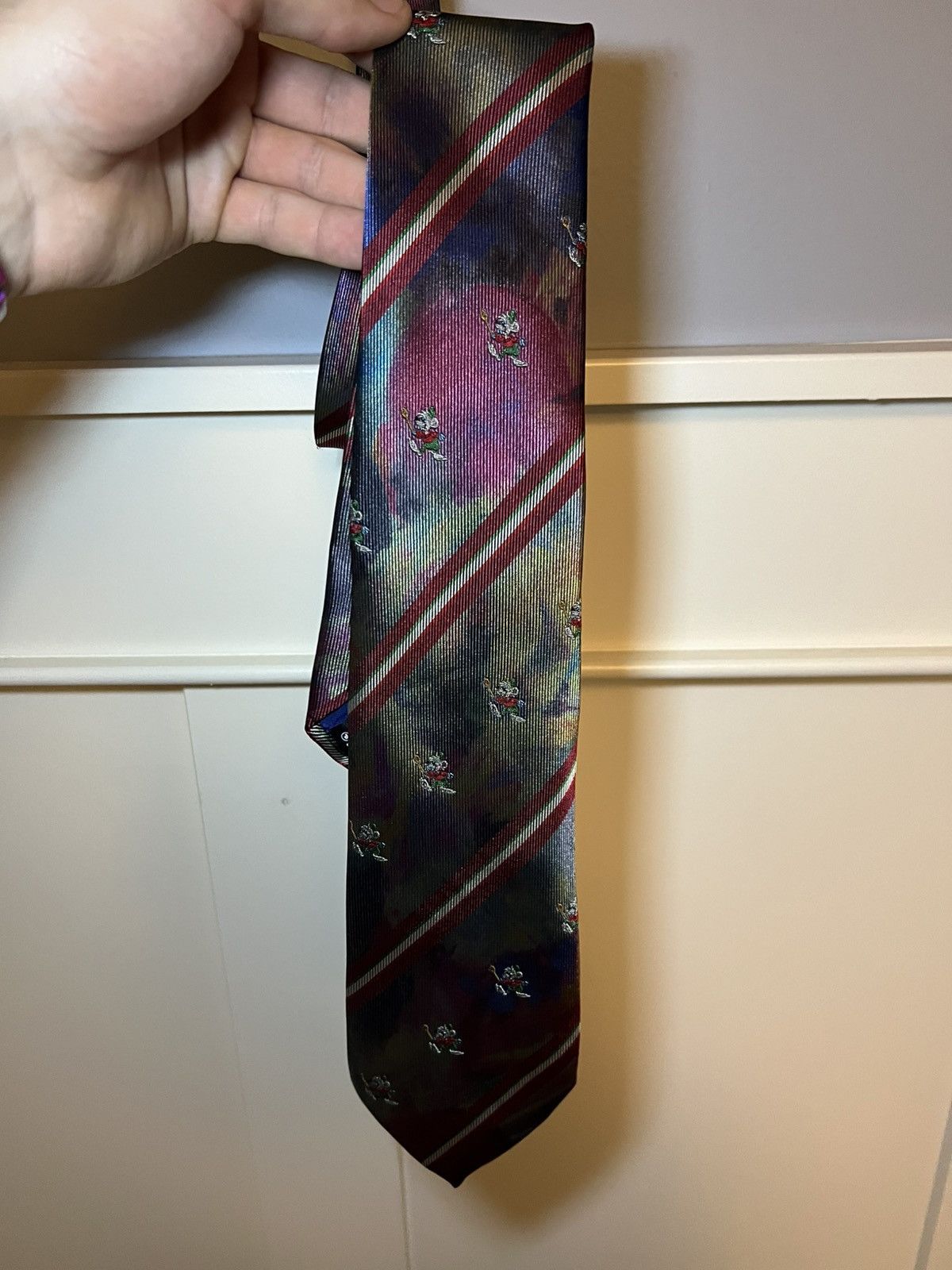 Vintage Vintage Svilanit Italian mouse flag multi colour necktie Size ONE SIZE - 5 Thumbnail