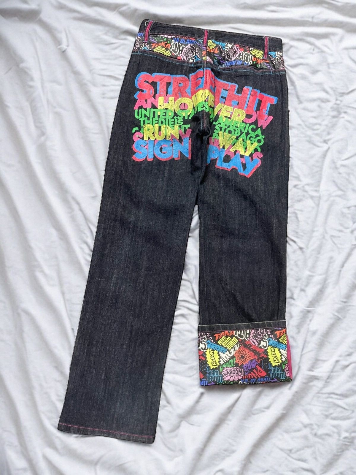 Japanese Brand Clone Devgru Daicock graffiti Evisu Styled Men Denim Pants Size US 30 / EU 46 - 1 Thumbnail
