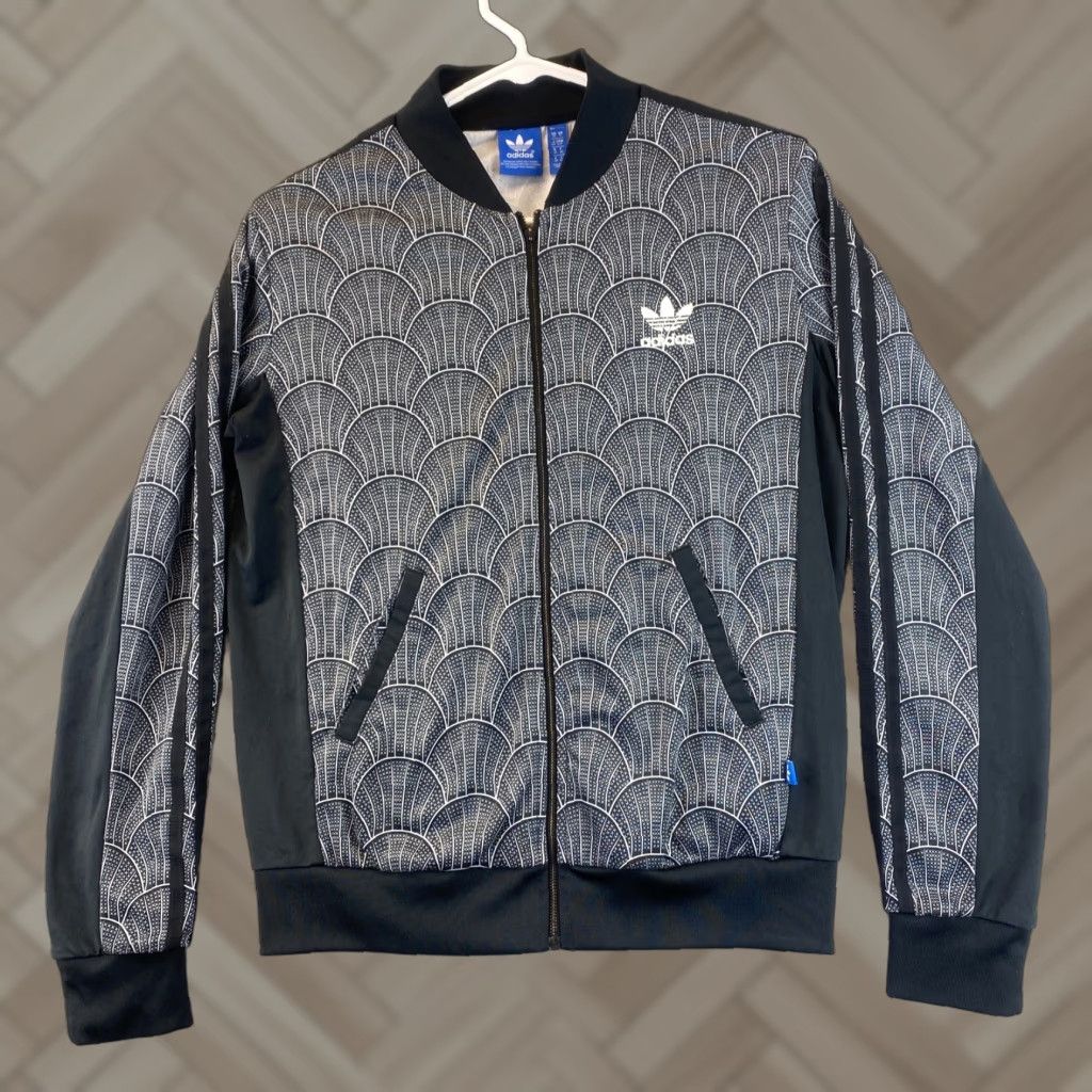 Adidas adidas Track Jacket Mens S Full Zip 3 Striped Gray Athletic Geometric 87-57 Size US S / EU 44-46 / 1 - 1 Thumbnail