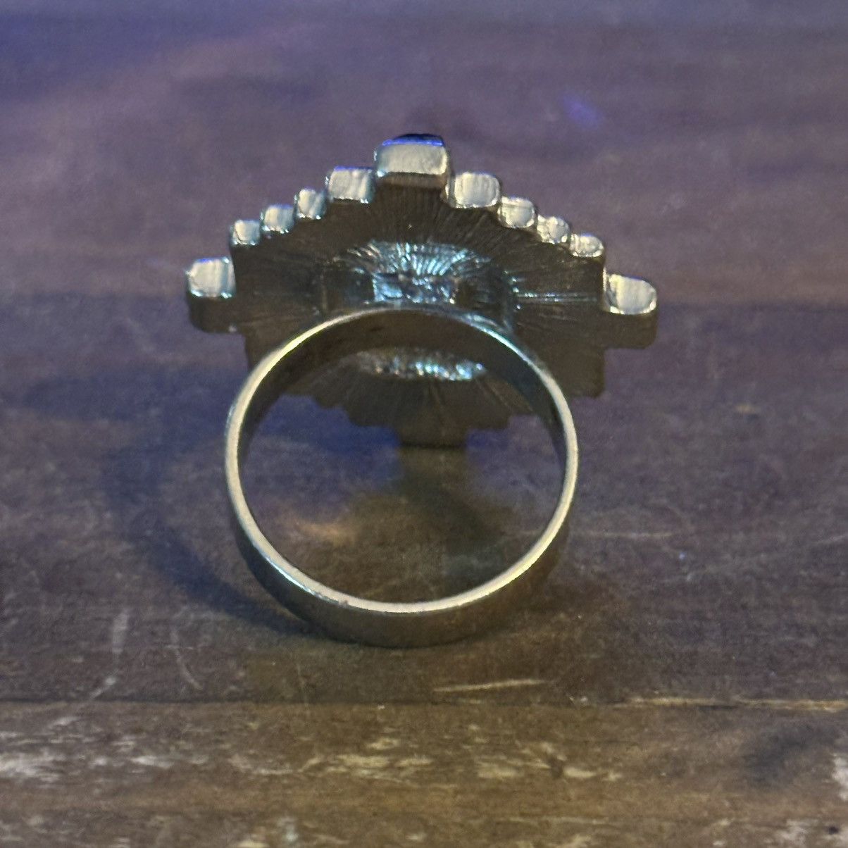 Vintage Vintage Art Deco silver tone black and clear gemstone ring Size ONE SIZE - 6 Thumbnail