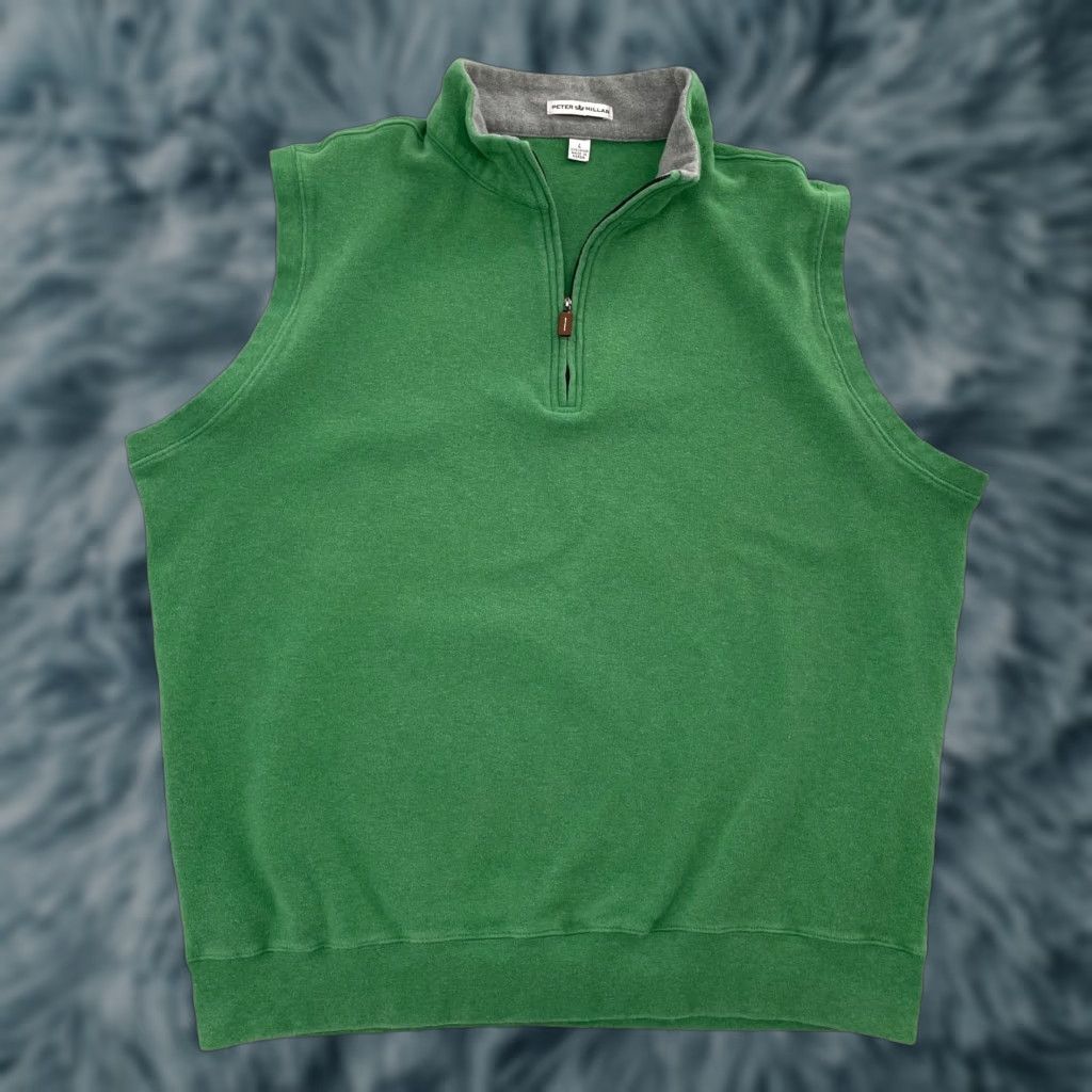 Peter Millar Peter Millar Vest Adult Large Green 1/4 Zip Cotton Golf Pullover Mens Size US L / EU 52-54 / 3 - 1 Thumbnail
