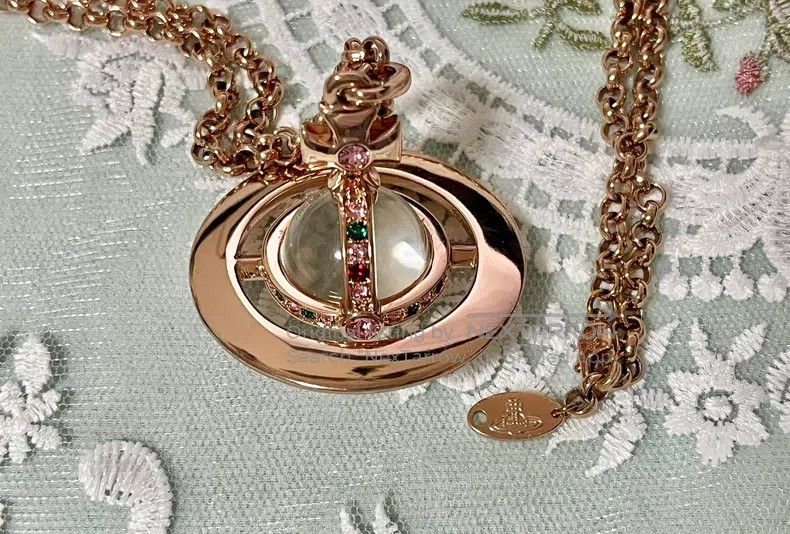 Vivienne Westwood vivienne westwood Rose gold large small orb Saturn necklac Size ONE SIZE - 1 Thumbnail