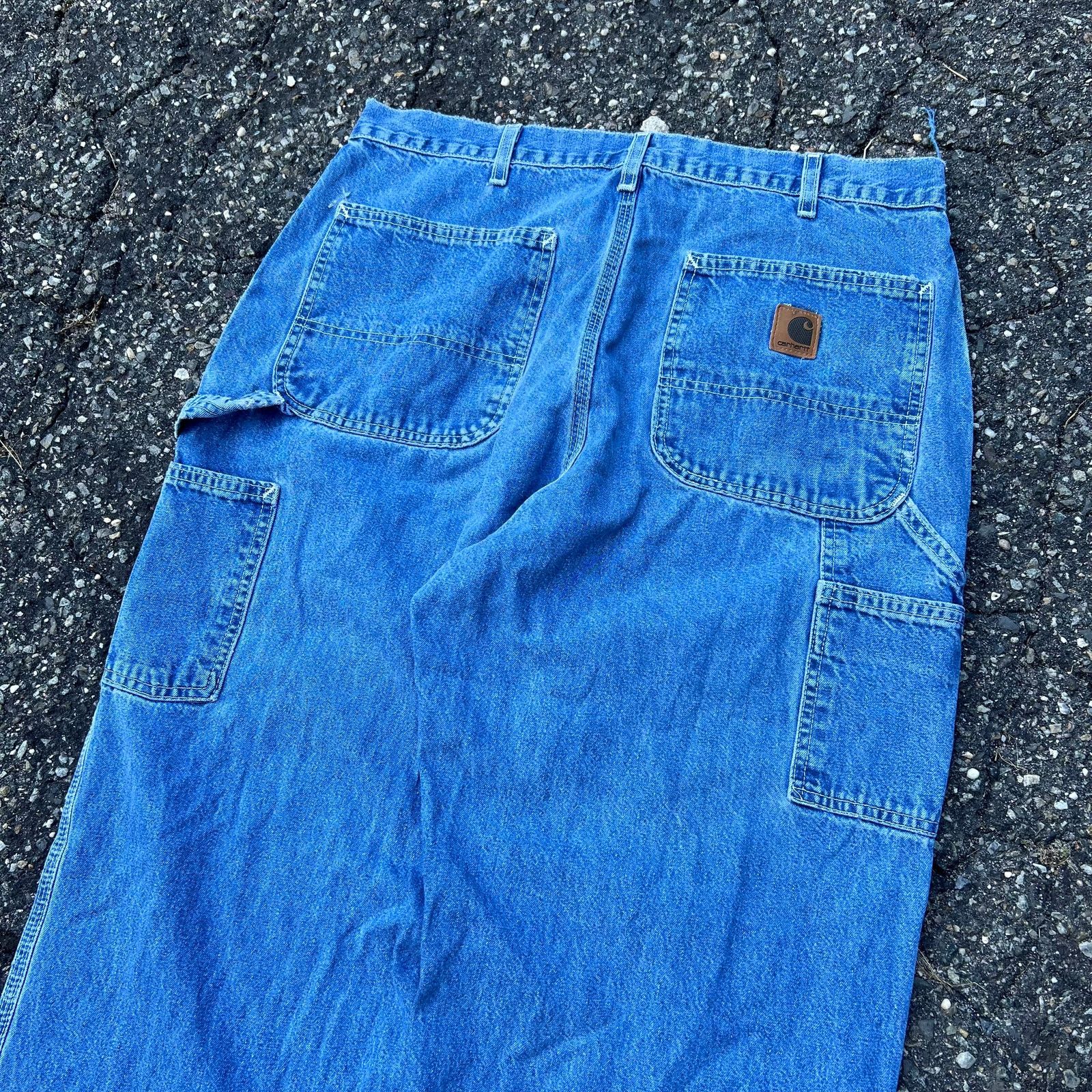 Carhartt × Vintage Vintage Y2K blue carhartt denim jeans work carpenter pants Size US 33 - 2 Thumbnail