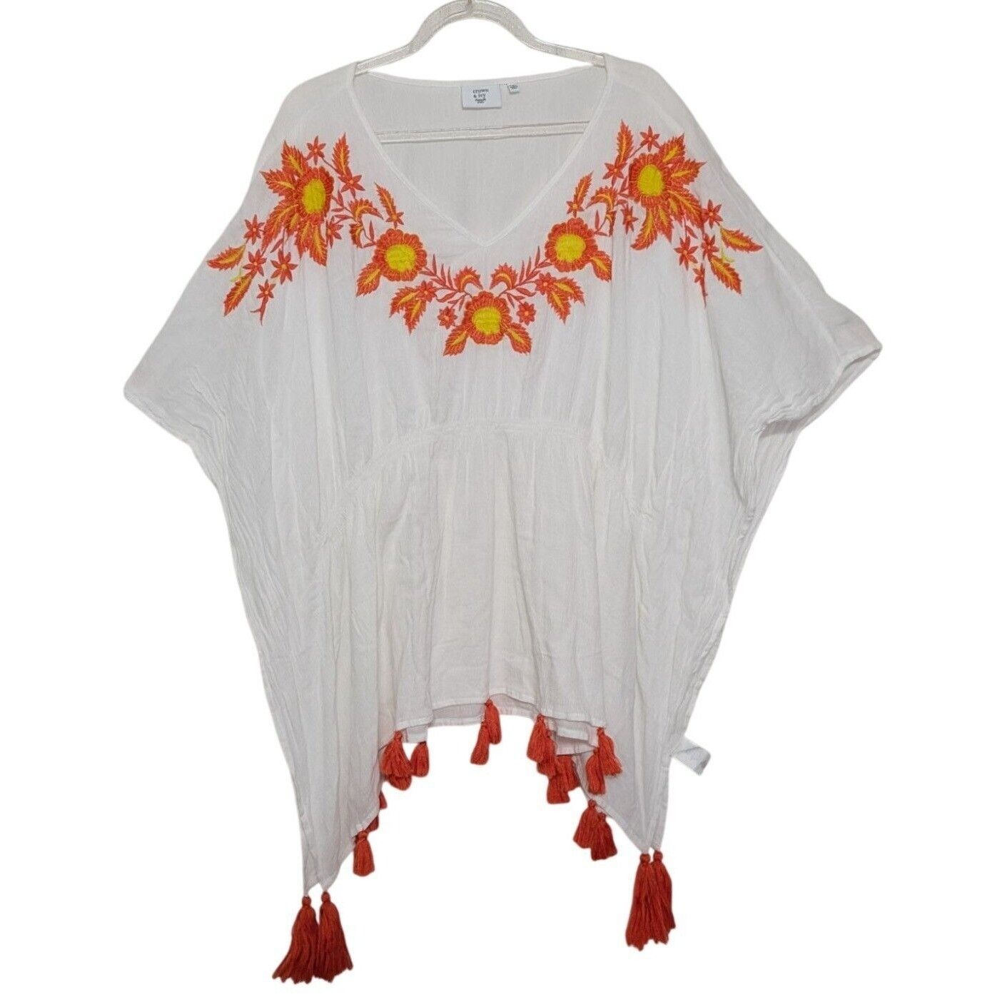 Designer Crown & Ivy Beach Embroidered Shirt Womens Petite Size XL Size XL / US 12-14 / IT 48-50 - 1 Thumbnail