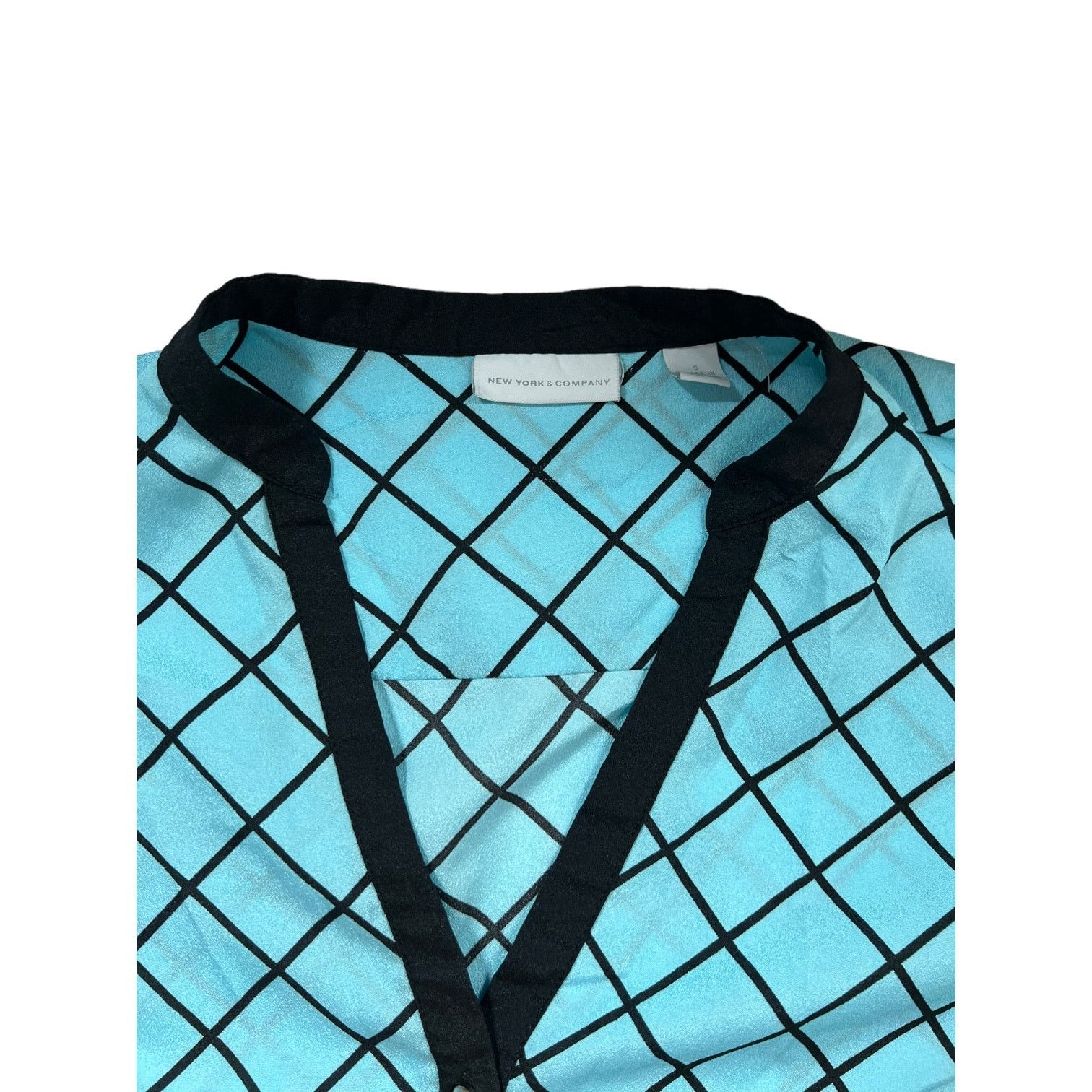 Other New York & Co Sky Blue w/Black Lines Geometric Pattern Small Size S / US 4 / IT 40 - 2 Thumbnail