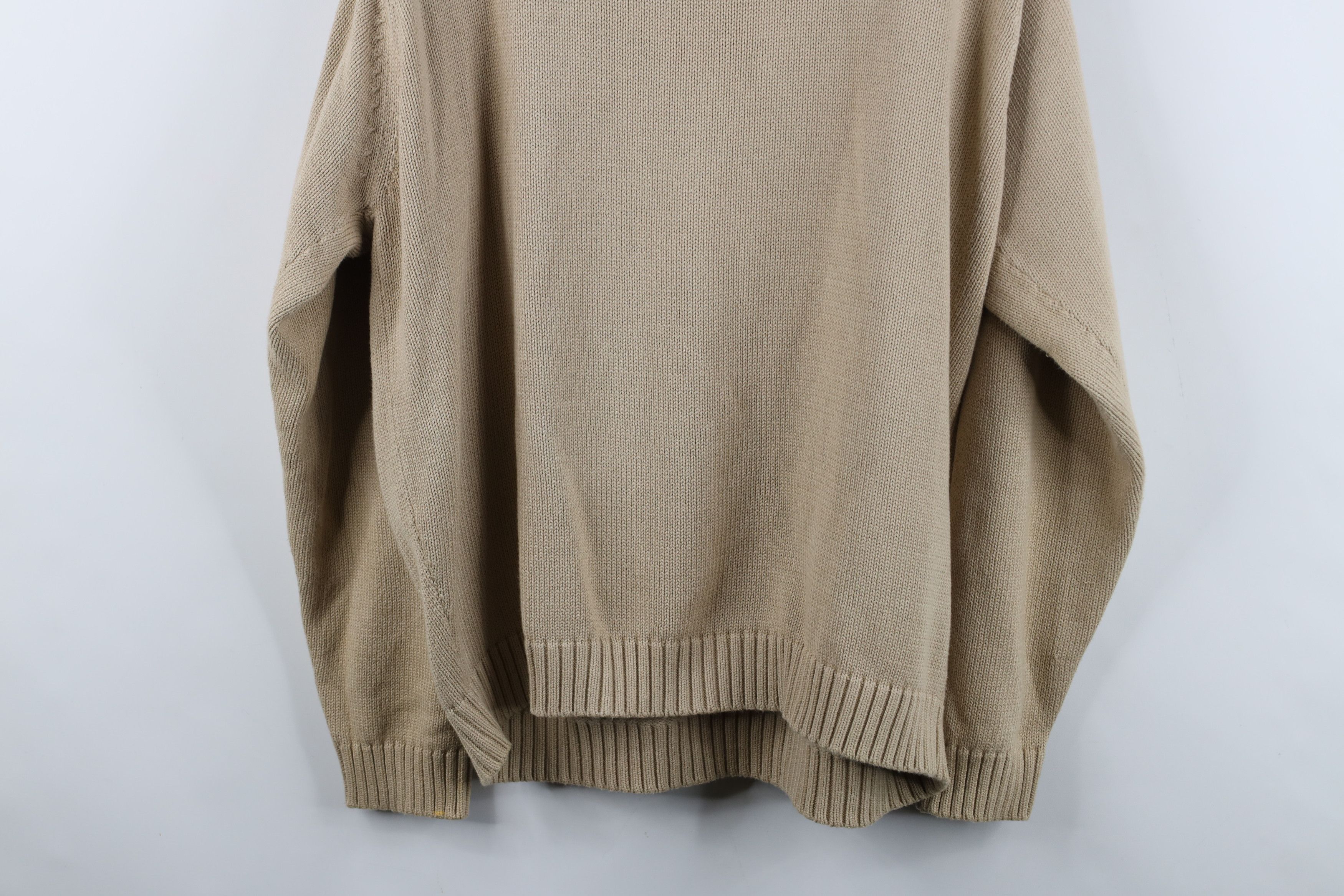 L.L. Bean Vintage 90s LL Bean Blank Cotton Knit V-Neck Sweater Beige Size US L / EU 52-54 / 3 - 14 Thumbnail