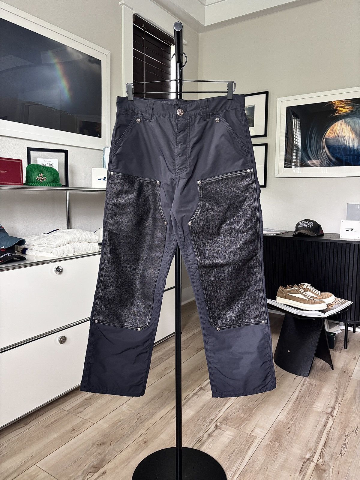Chrome Hearts CHROME HEARTS | LEATHER CROSS PATCH NYLON CARPENTER PANTS Size US 31 - 3 Thumbnail