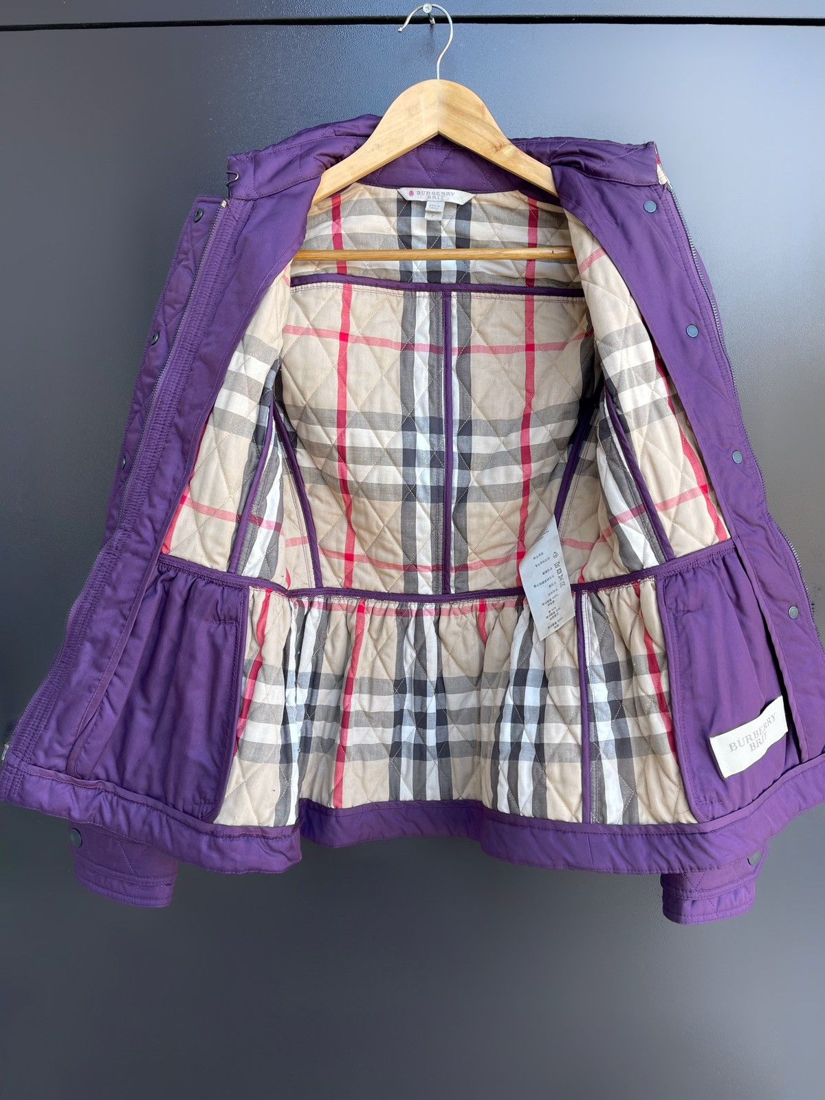 Burberry Burberry Brit Women Purple Check Quilted Lightweight Jacket Size S / US 4 / IT 40 - 2 Thumbnail