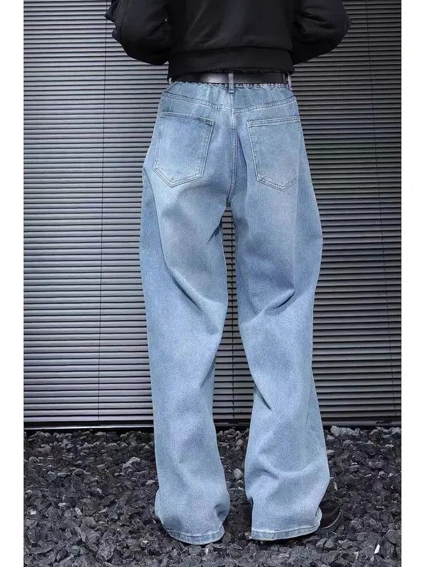 Japanese Brand VIBE Washed blue floor-length baggy straight-leg jeans Size US 30 / EU 46 - 1 Thumbnail