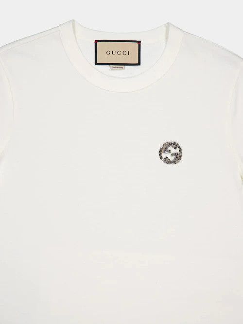 Gucci o1la5ras0526 Cotton Jersey T-Shirt Interlocking G Bianco Size S / US 4 / IT 40 - 3 Thumbnail