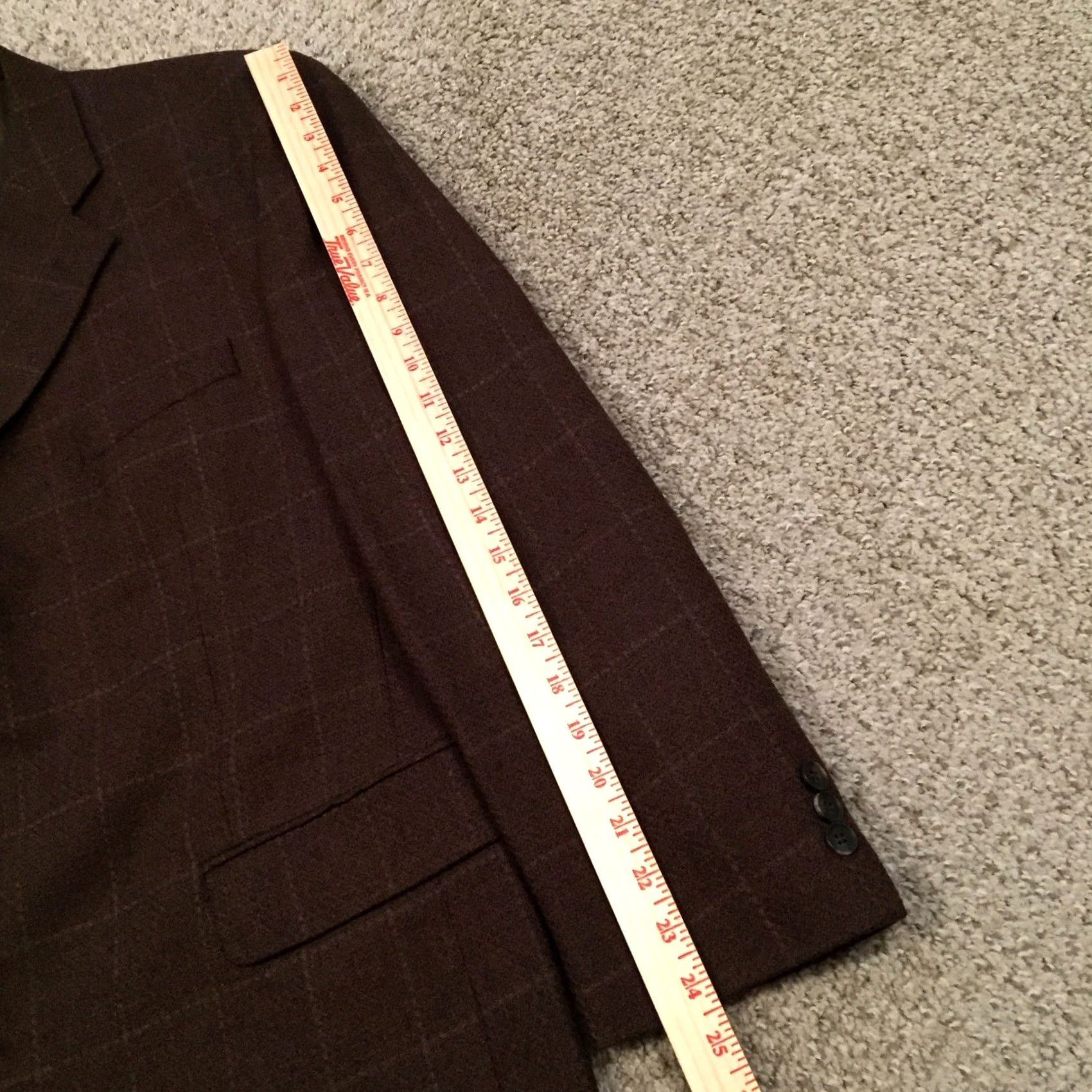 Stafford Stafford Mens Sport Coat Brown Check Wool 3-Button Single-Breasted Regular 44 Jacket Blazer, Notch Lapel, 2 Piece, Business, Wool, Size 44, Adult Mens Size 44R - 3 Thumbnail
