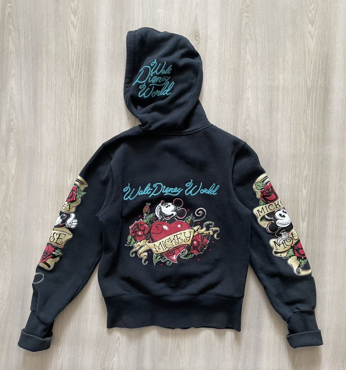 Disney Y2K Disney Mickey Mouse Rose Heart Tattoo Hoodie Small Goth Size S / US 4 / IT 40 - 1 Thumbnail