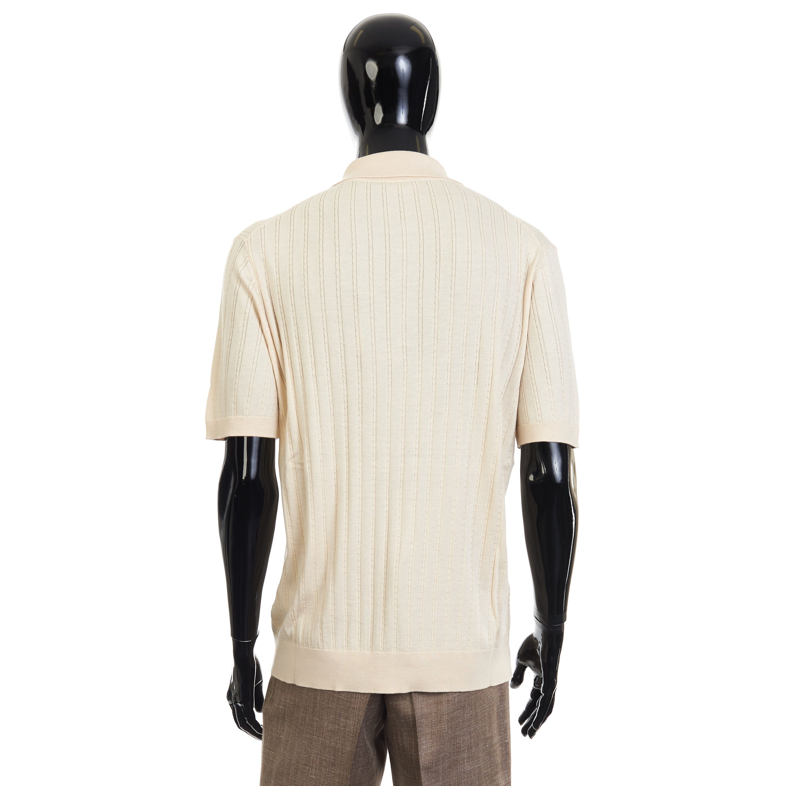 Other Brett Johnson Sand Brown Silk & Cotton Cable Knit Polo Shirt Size US M / EU 48-50 / 2 - 5 Thumbnail