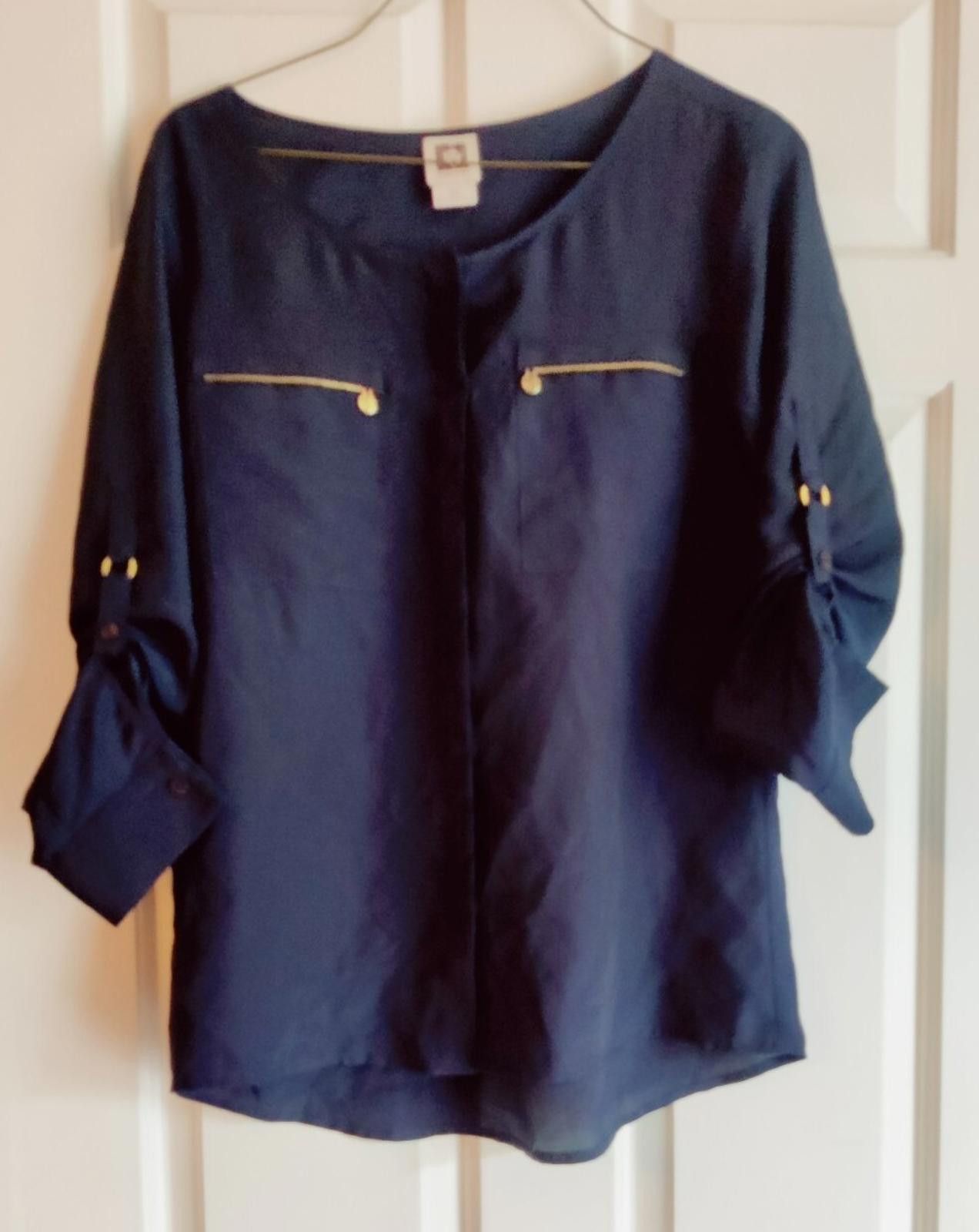 Other Anne Klein size Size XS Navy Blue Shirt Top Blouse Business Size XS / US 0-2 / IT 36-38 - 2 Thumbnail