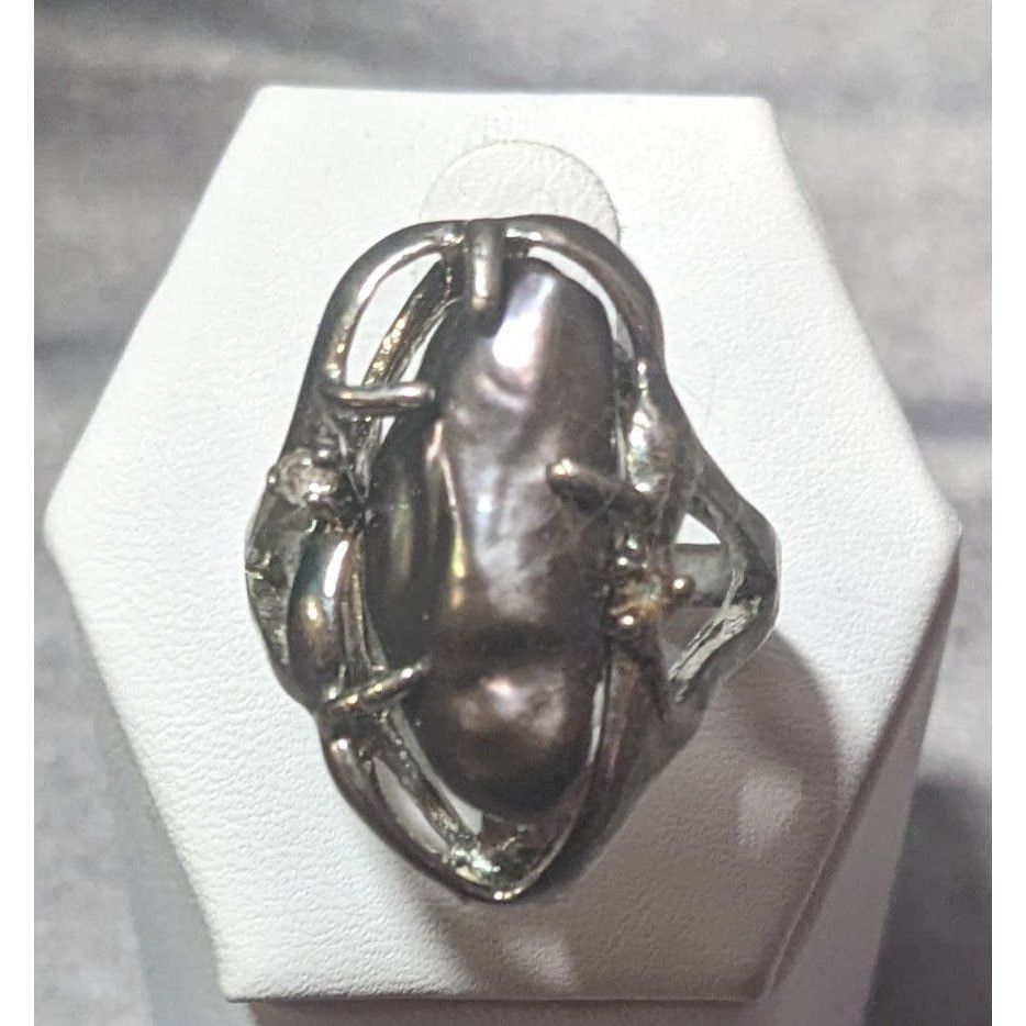 Other Vintage Purple Encased Silver Tone Cage Ring With Clear Gem Size ONE SIZE - 1 Thumbnail