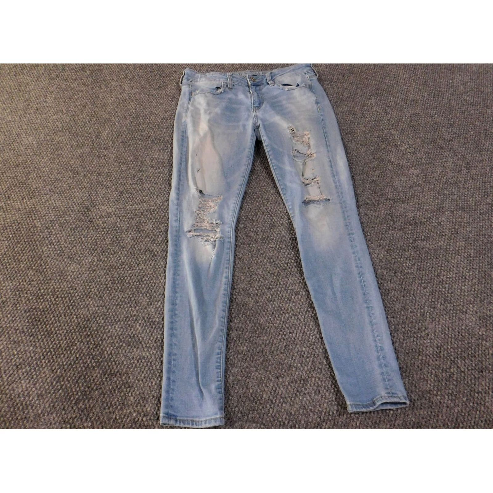 American Eagle Outfitters American Eagle Outfitters Jeans Jegging Womens Size 4 Blue Distressed Light Wash Size 27" / US 4 / IT 40 - 2 Thumbnail