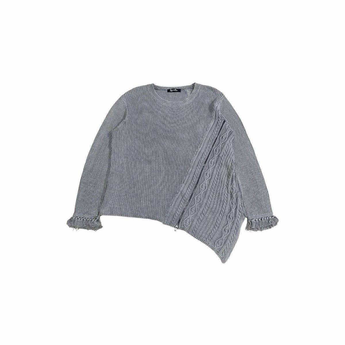If Six Was Nine × Japanese Brand × Tornado Mart 🔥Sick Y2K Roger & Raw Cable Knit Asymmetric Sweater Zipper Size US M / EU 48-50 / 2 - 3 Thumbnail