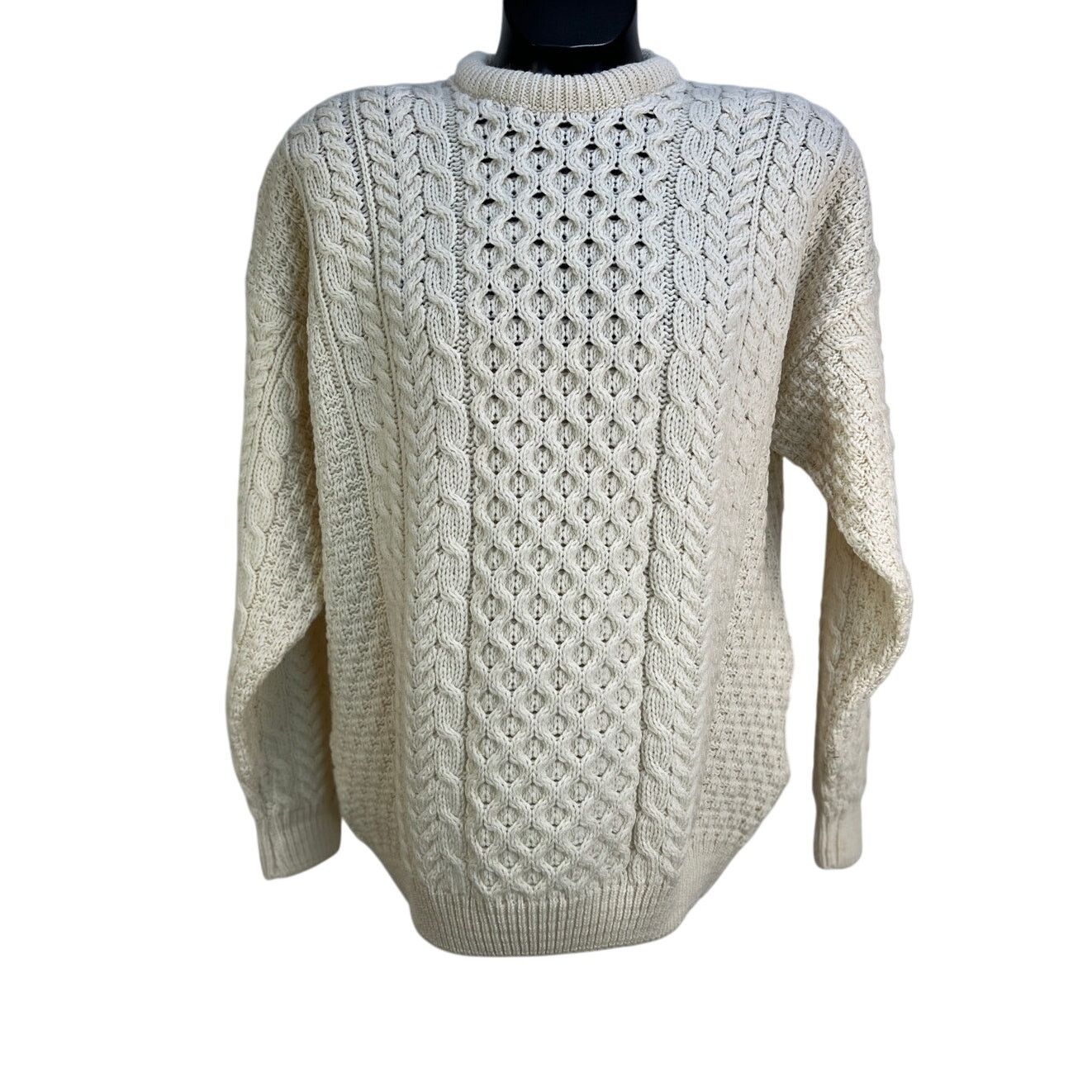Carraig Donn Carraig Donn Merino Wool Ivory Cable Knit Pullover Sweater Size US L / EU 52-54 / 3 - 1 Thumbnail