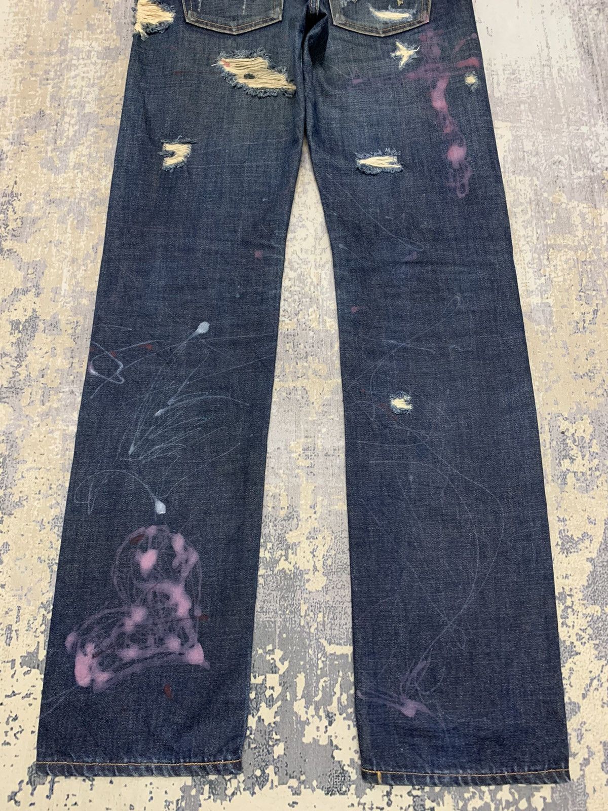 Japanese Brand Edwin 505 Lowrize Selvedge Distressed Denim Jeans W30x32.5 Size US 30 / EU 46 - 13 Thumbnail