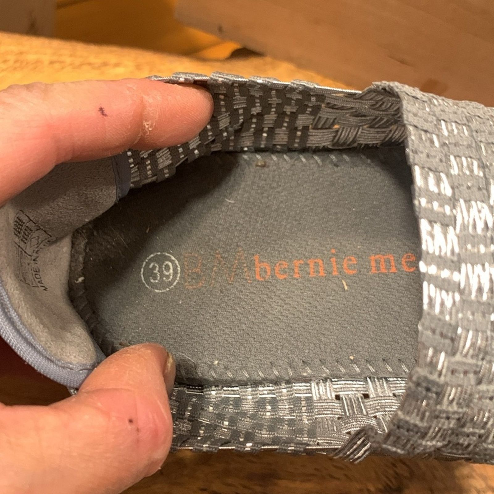 Vintage Bernie Mev silver woven Maryjanes wedge comfy travel shoes Size US 8 / IT 38 - 7 Thumbnail