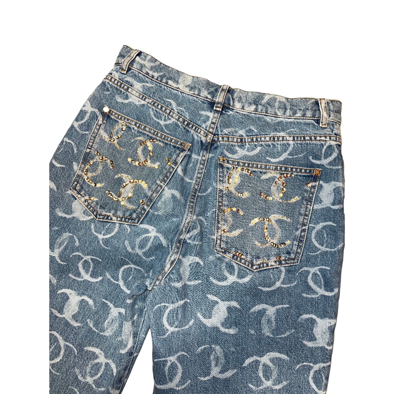 Chanel Chanel Denim White CC Printed Logo Sequin Regular Jeans 38 Size 26" / US 2 / IT 38 - 15 Thumbnail