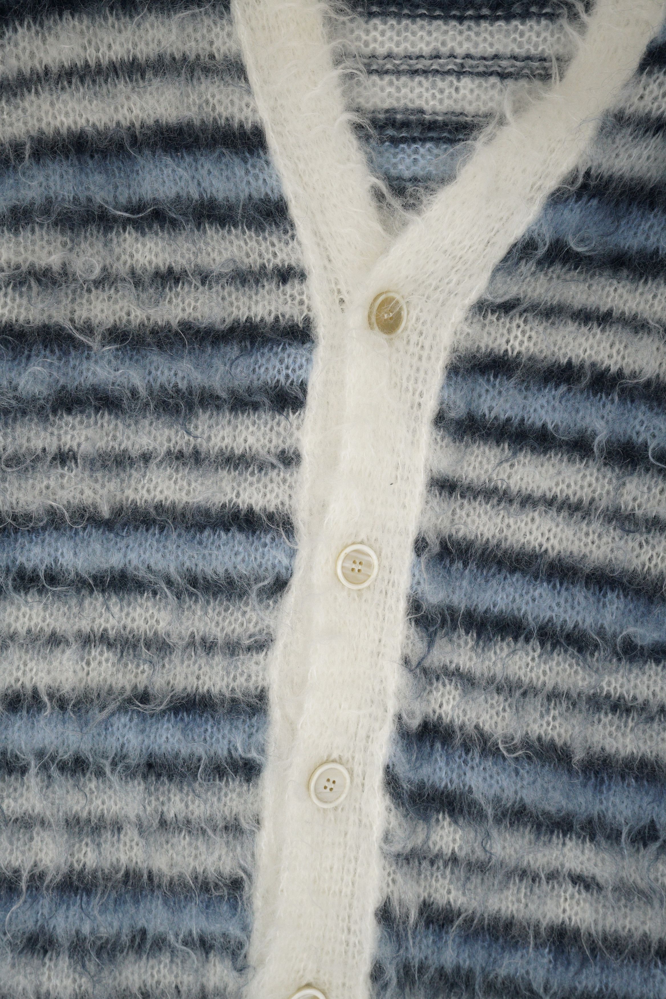 Marni Marni Striped Mohair Cardigan Lily White Blue Size US M / EU 48-50 / 2 - 6 Thumbnail