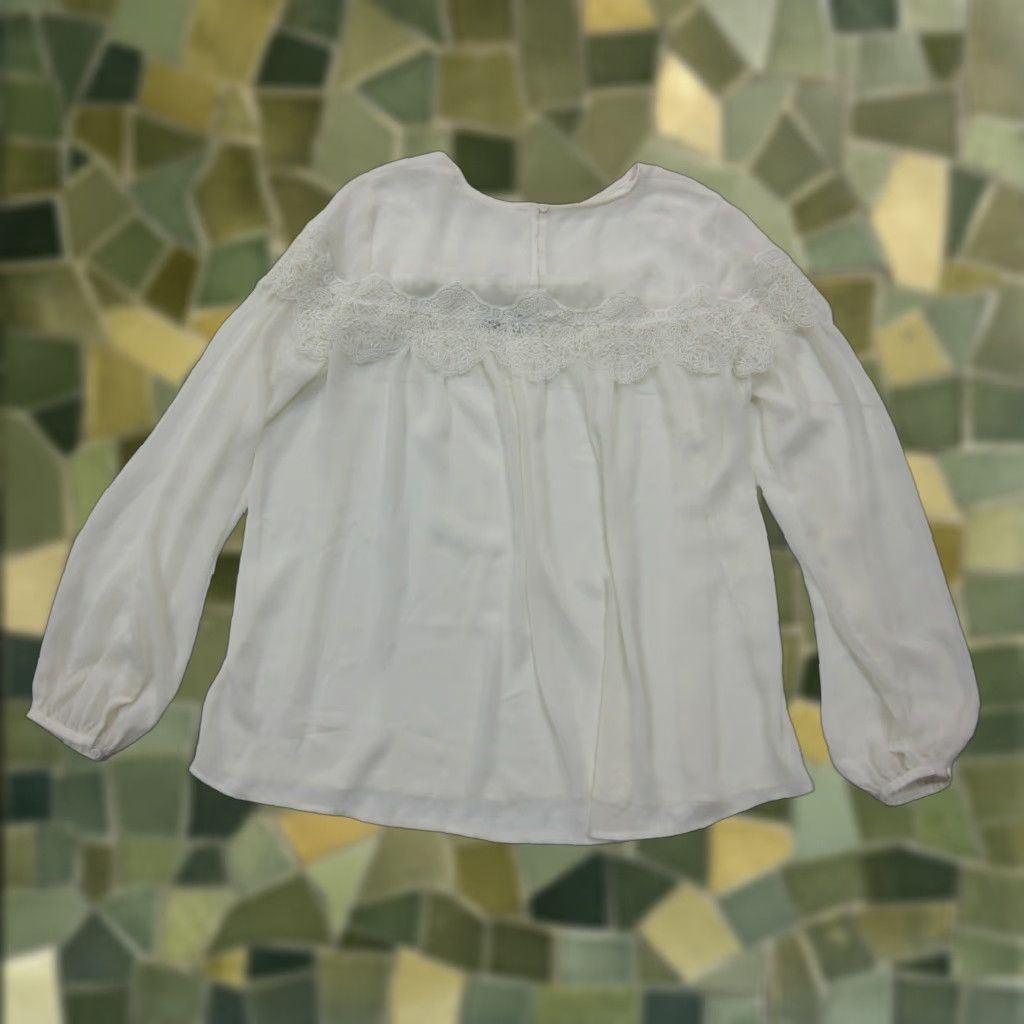Abercrombie & Fitch Abercrombie & Fitch Cream Ivory Sheer Long Sleeve Peasant Blouse Women Small Size S / US 4 / IT 40 - 1 Thumbnail