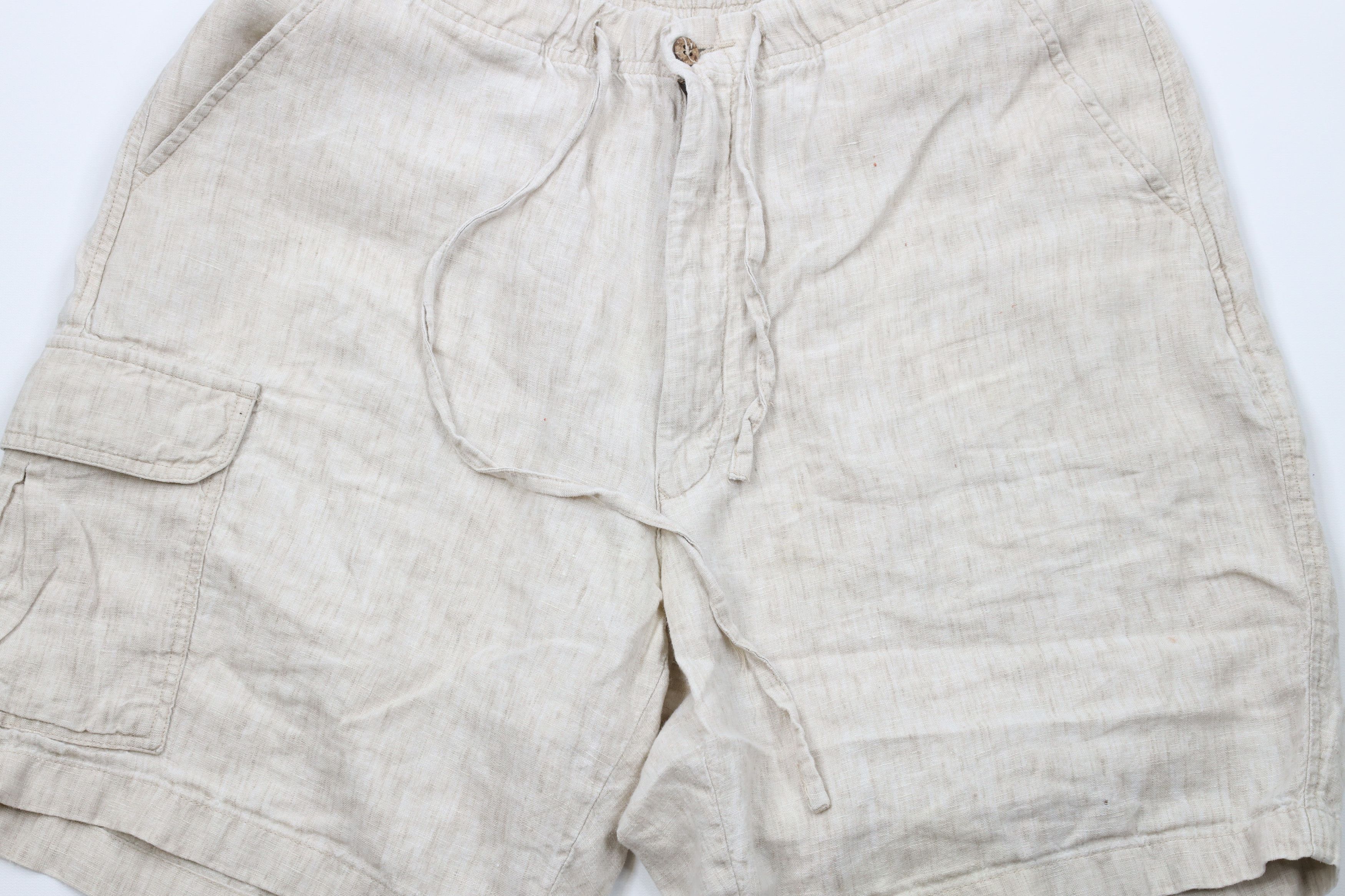 Vintage Vintage 90s Streetwear Linen Harem Beach Cargo Shorts Beige Size US 36 / EU 52 - 3 Thumbnail
