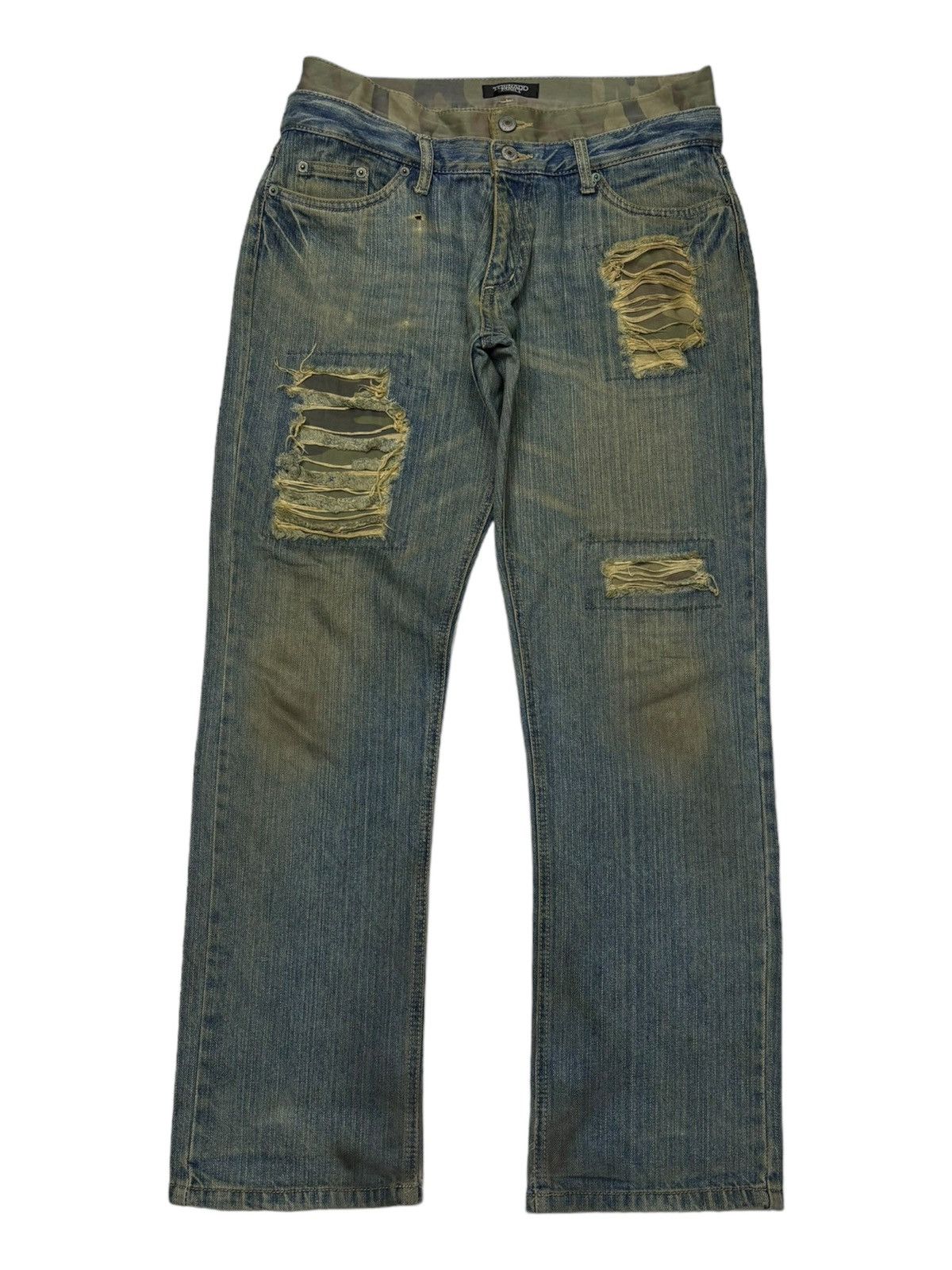PPFM × Tornado Mart 🔥TORNADO MART DOUBLE WAIST DISTRESSED CUSTOMADE DENIM JEANS Size US 31 - 3 Thumbnail