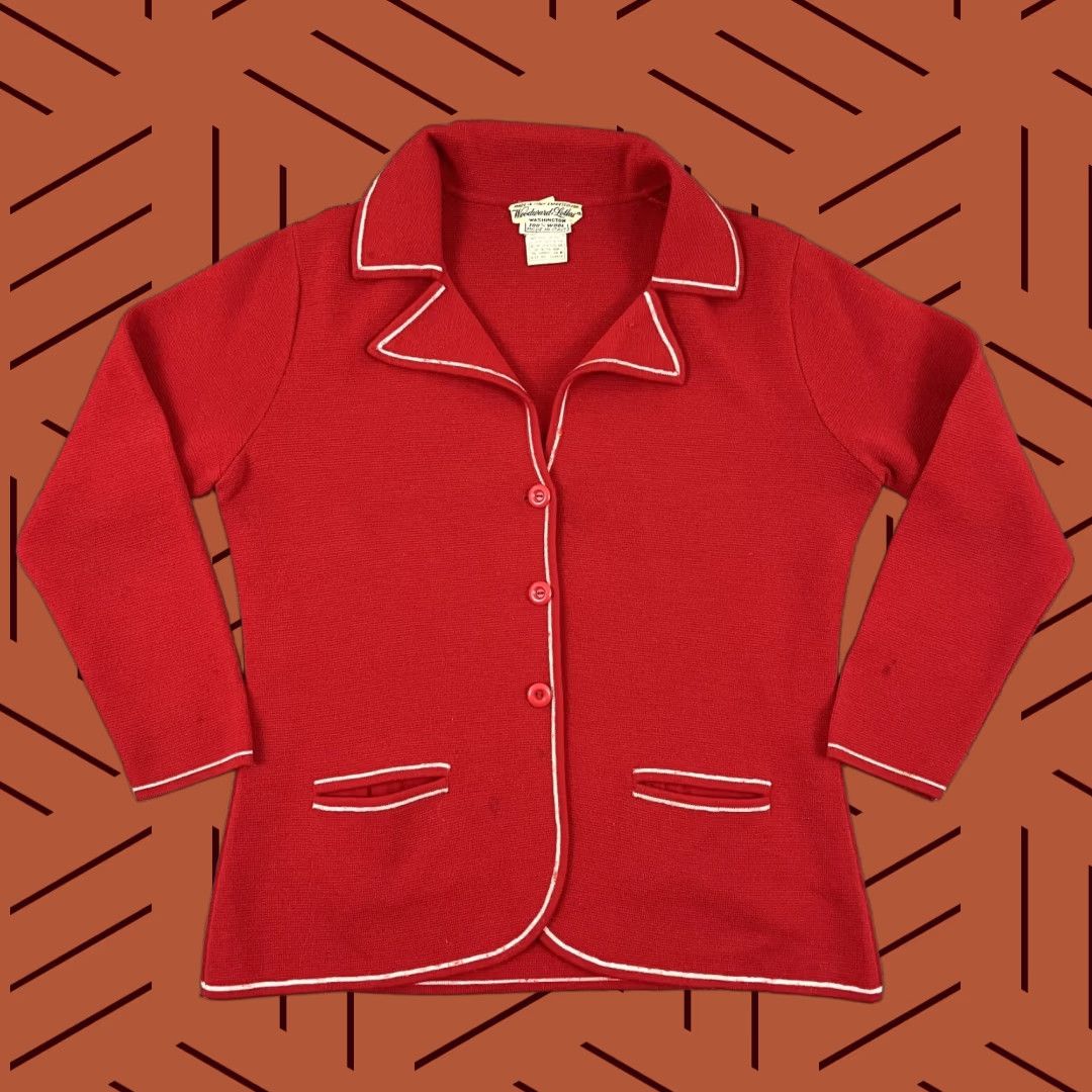 Vintage VINTAGE Woodward & Lothrop Sweater Womens M Red Wool Notched Grandpa Italy 80s Size M / US 6-8 / IT 42-44 - 1 Thumbnail
