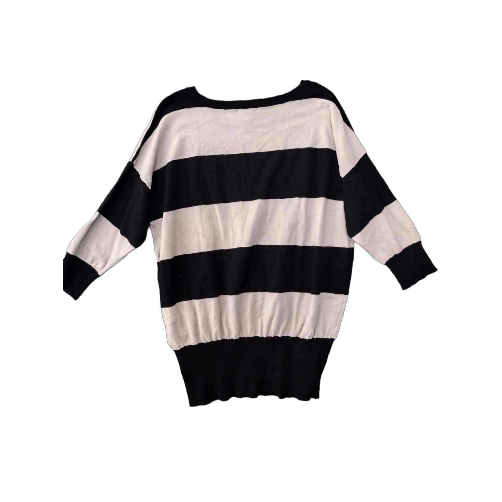 Vintage VINTAGE Design His Cry Sweater 1X Women's Black White Striped Pullover Knit Linen Blend Size XL / US 12-14 / IT 48-50 - 1 Thumbnail