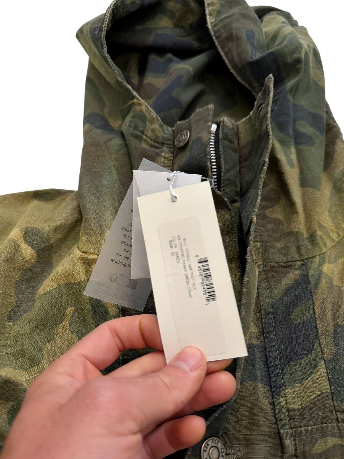 424 Cropped Distressed Camo Anorak Parka Green Size US M / EU 48-50 / 2 - 12 Thumbnail