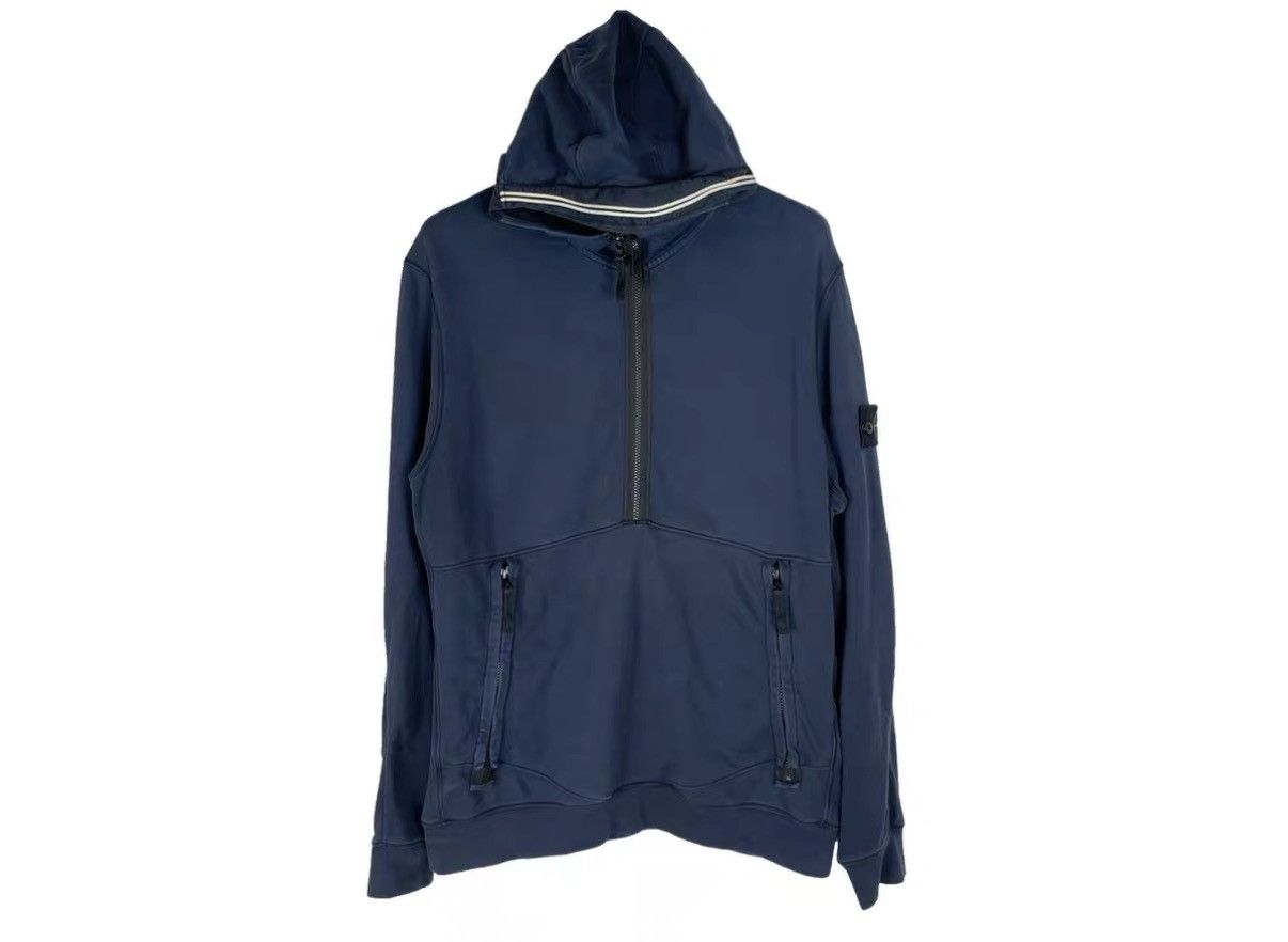 Stone Island Stone Island Navy Blue Half-Zip Hoodie with Sleeve Badge J31 Size US XXL / EU 58 / 5 - 1 Thumbnail