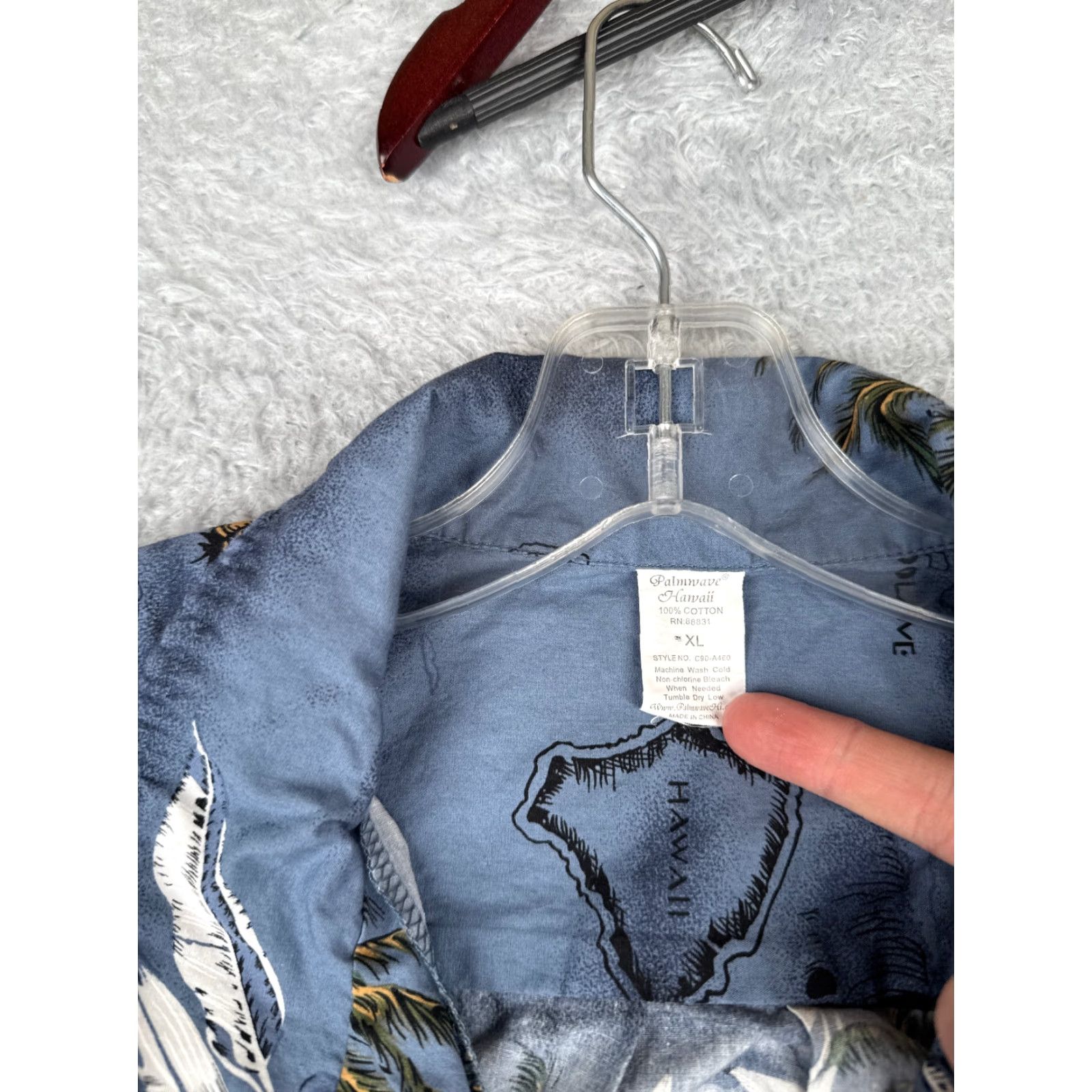 Vintage Palmwave Shirt Men's XL Blue Floral Island Map Hawaiian Button-Up Beach Size US XL / EU 56 / 4 - 7 Thumbnail