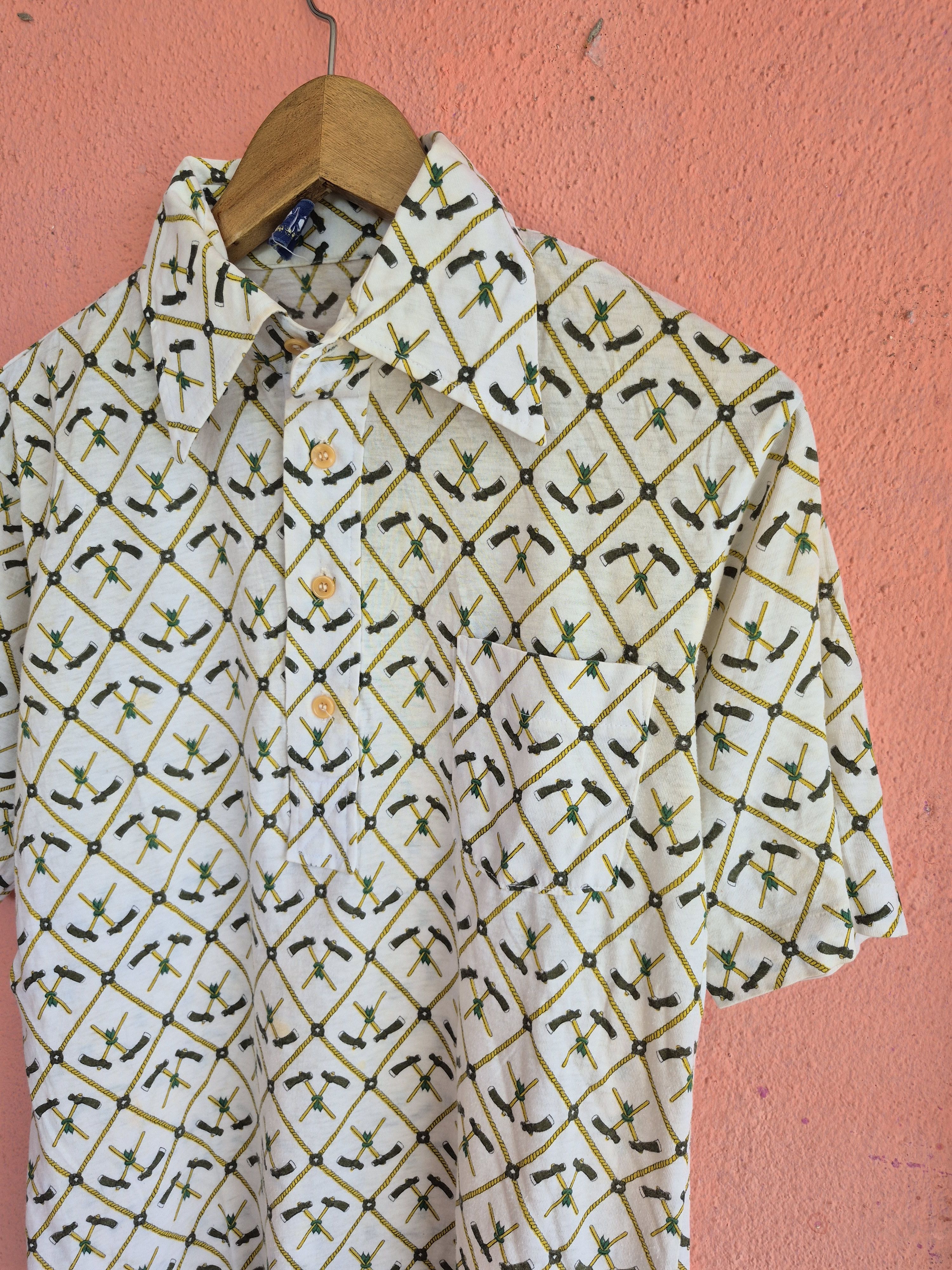 Vintage 🔥 Vintage 90s Kayak Fullprint Sharp Collar Polo Tee Size US M / EU 48-50 / 2 - 3 Thumbnail