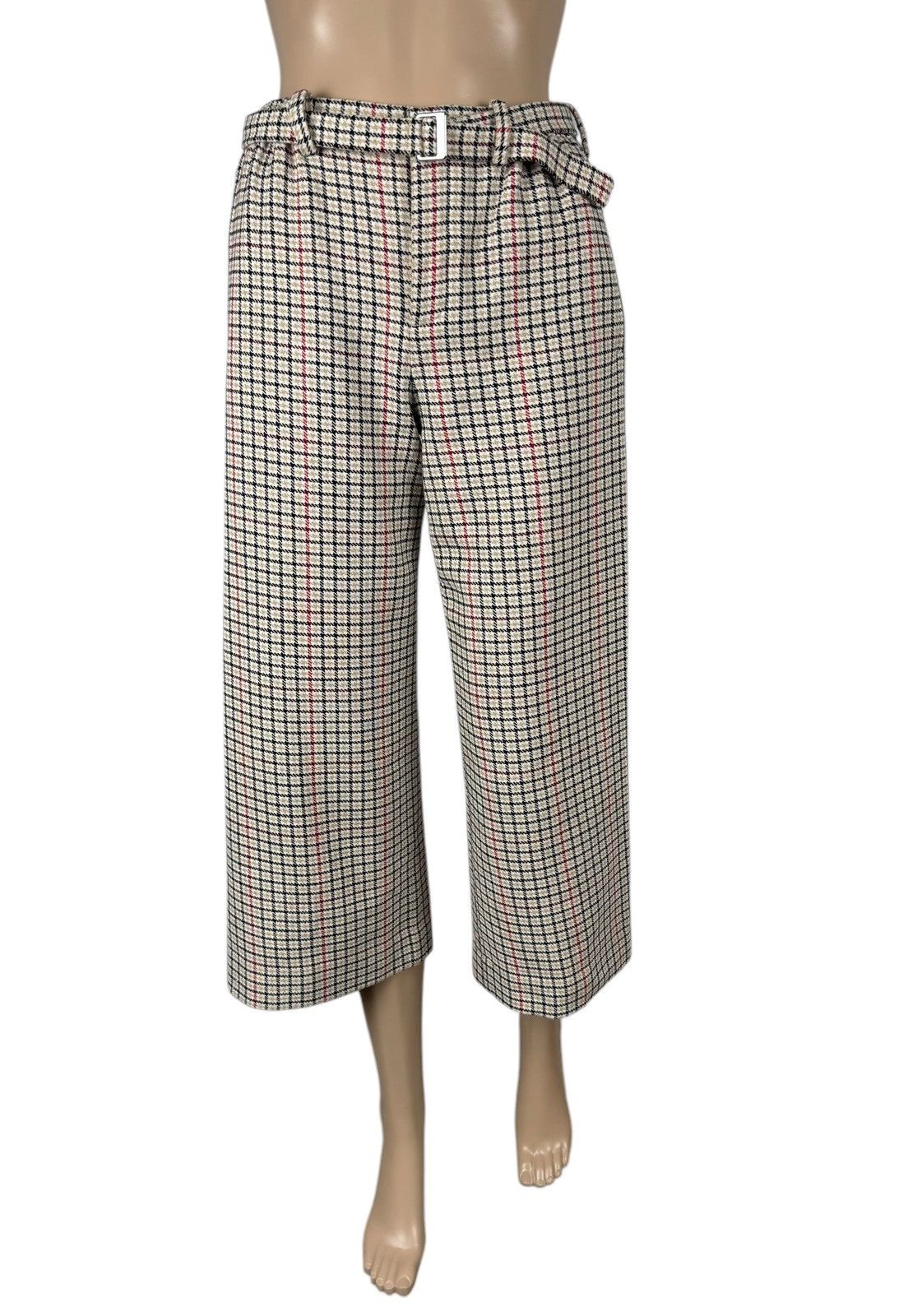 Maje Maje Poldi Plaid Wide Leg Cropped Pants Cotton-Wool size 34 Size 25" / US 0 / IT 36 - 2 Thumbnail