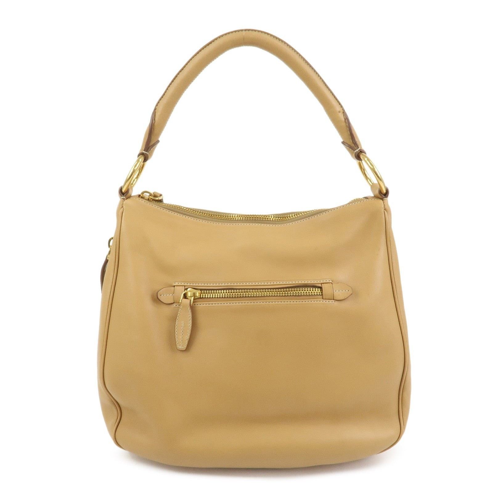 Prada Prada Leather Shoulder Bag Tan Size ONE SIZE - 1 Thumbnail