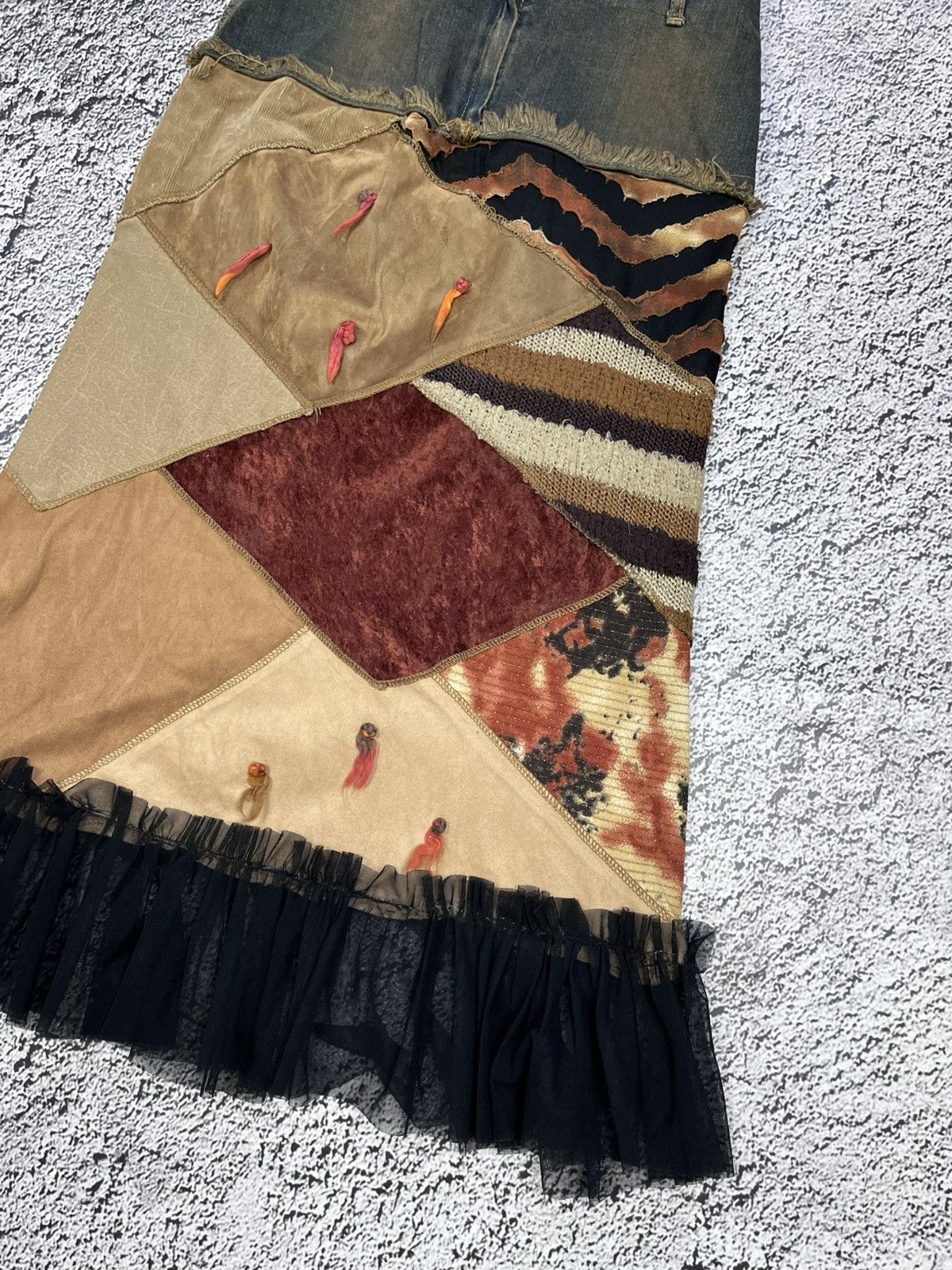 Vintage Vintage Avant Garde Reworked Patchwork Skirt Cop Copine Vibe Size 27" / US 4 / IT 40 - 3 Thumbnail